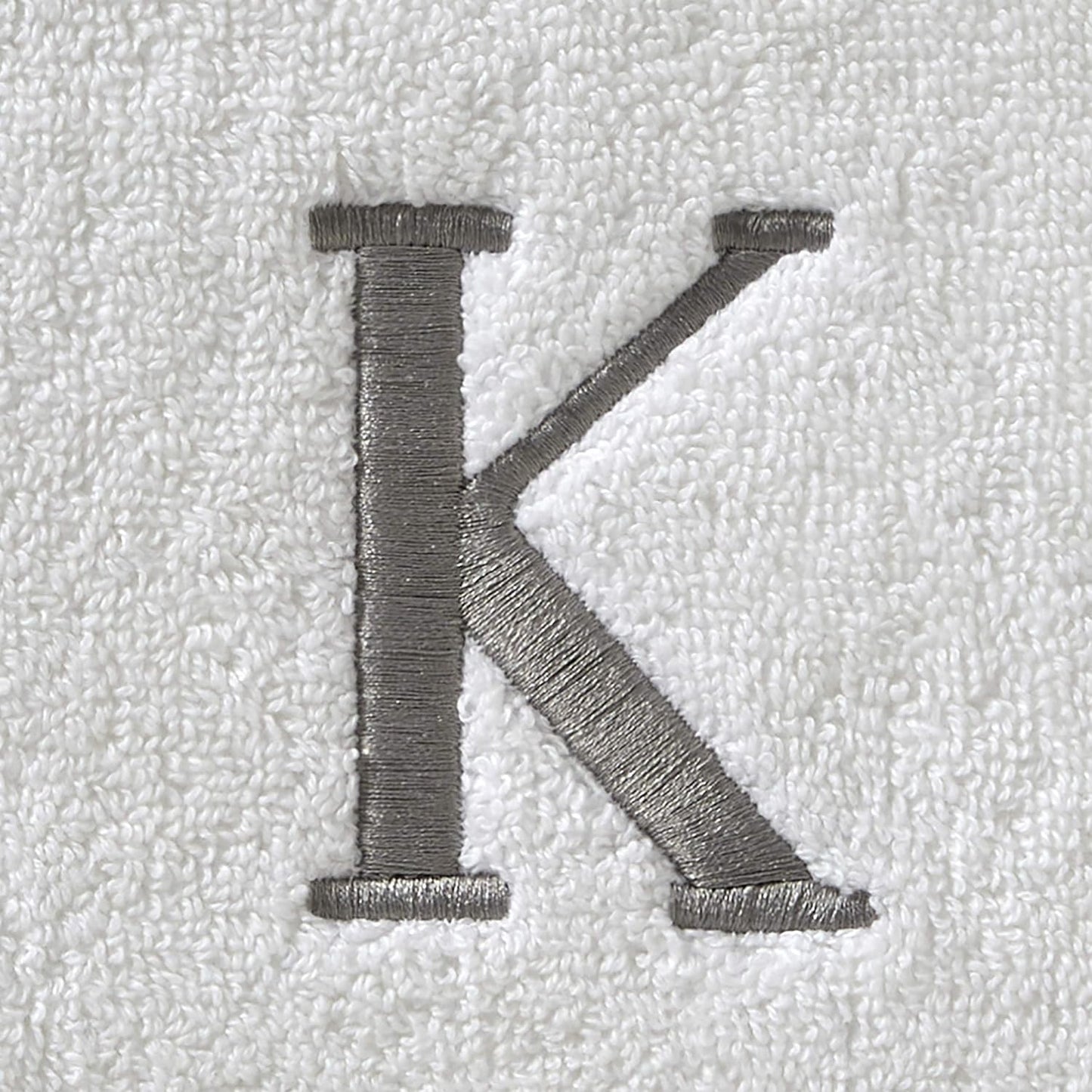 SKL Home Casual Monogram Hand Towel Set-2pc, Embroidered K, White | Available in letters A-Z. Personalized style for
