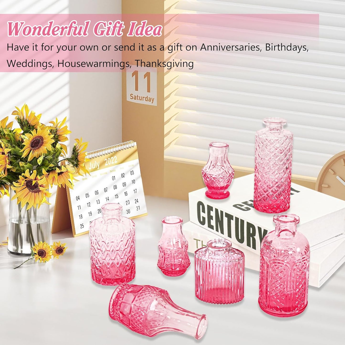 Glass Bud Vases / Pink / Set of 40
