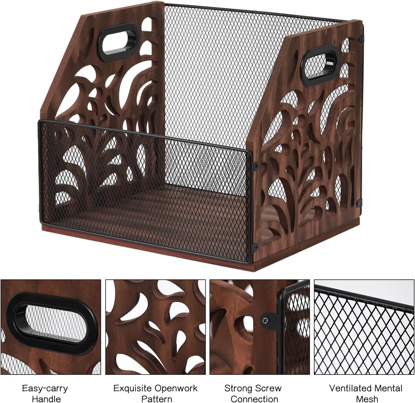 Vinyl Record Storage, Wooden Record Holder, Magazine Holder, Magazine Rack for Desktop and Home Office, Record Crate