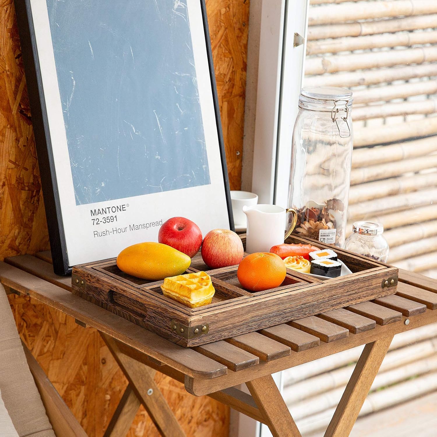 Rustic Wooden Serving Trays / Paulownia Wood / Set of 7
