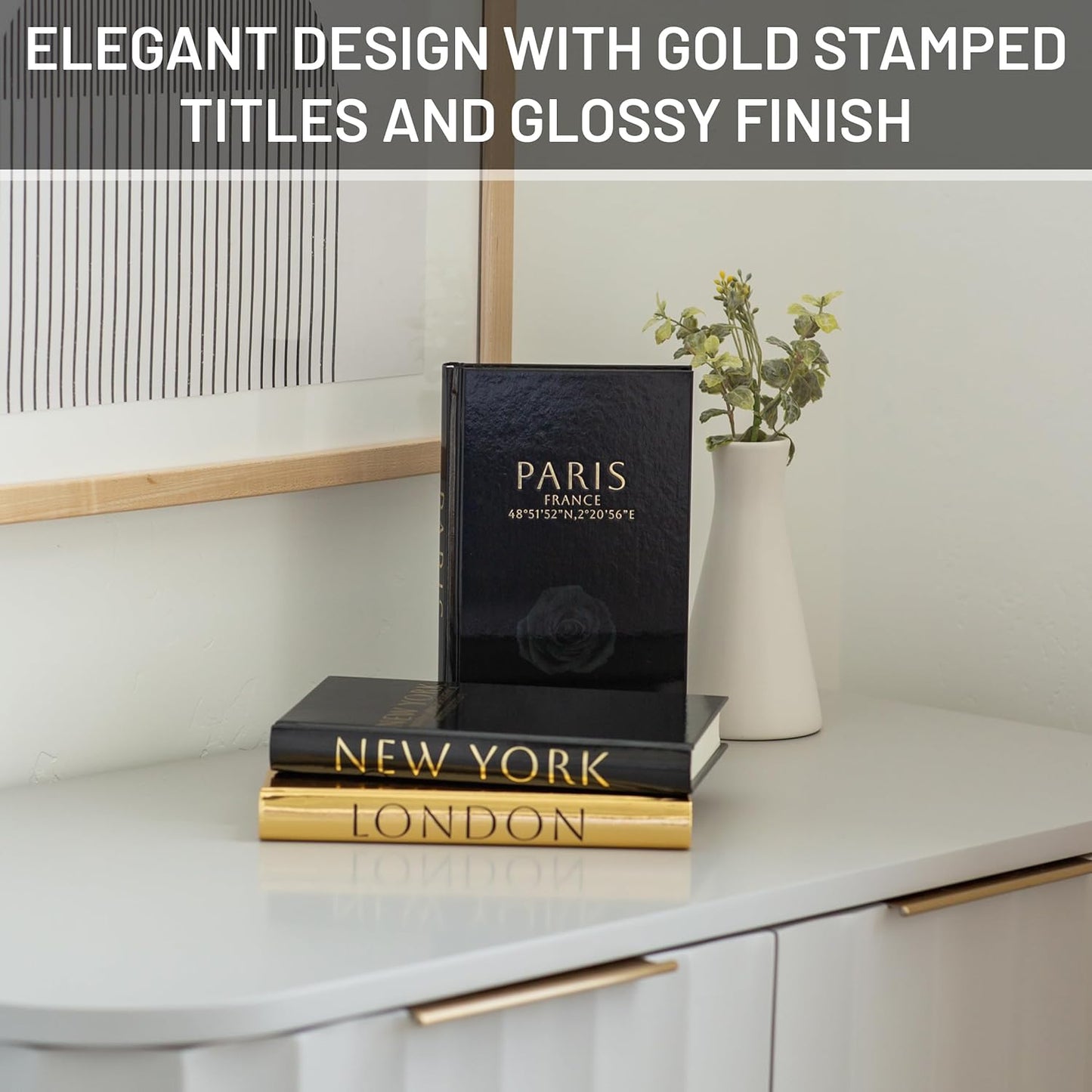 Decorative Hardcover Display Faux Books / Black and Gold
