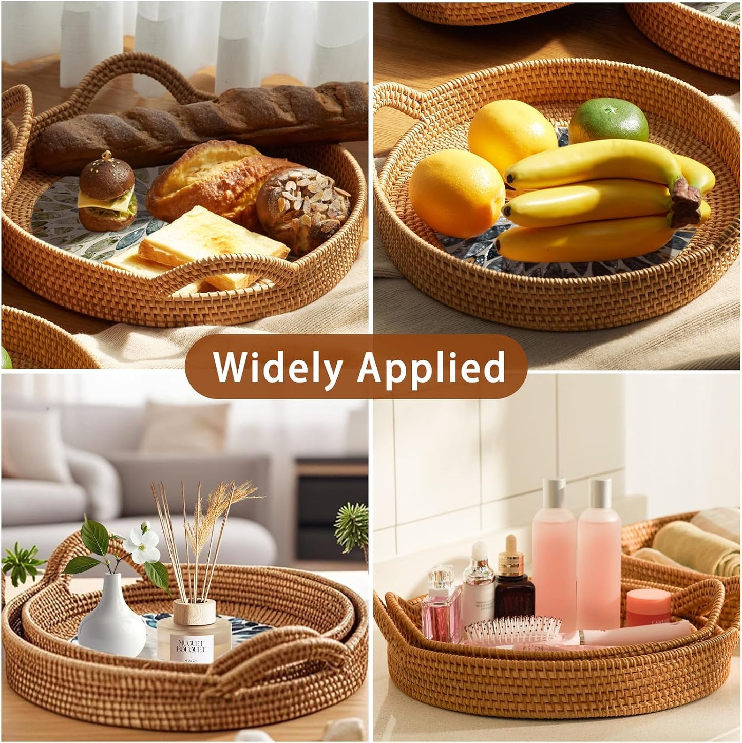 Round Rattan Tray Set