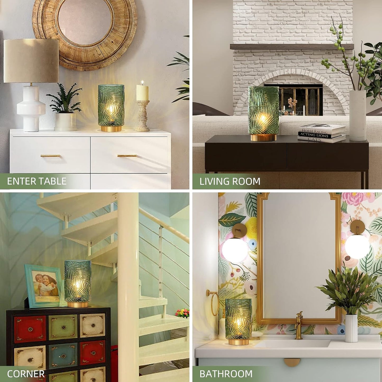 Battery Operated Table Lamp / Green / Small