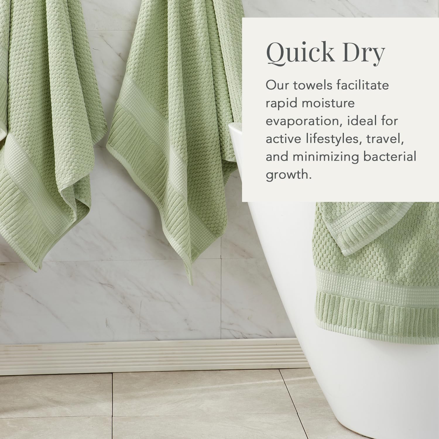 NY Loft 100% Cotton 4-Pack Bath Towel Set | Sage | Oeko-TEX | Quick-Dry | Four 30" x 52" Bath Towels | Super Absorbent