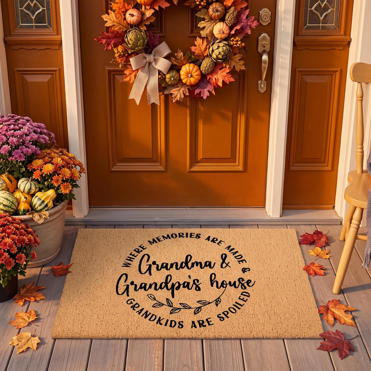 Tinideya 2 Pcs Christmas Layered Doormat Set, Gingerbread House
