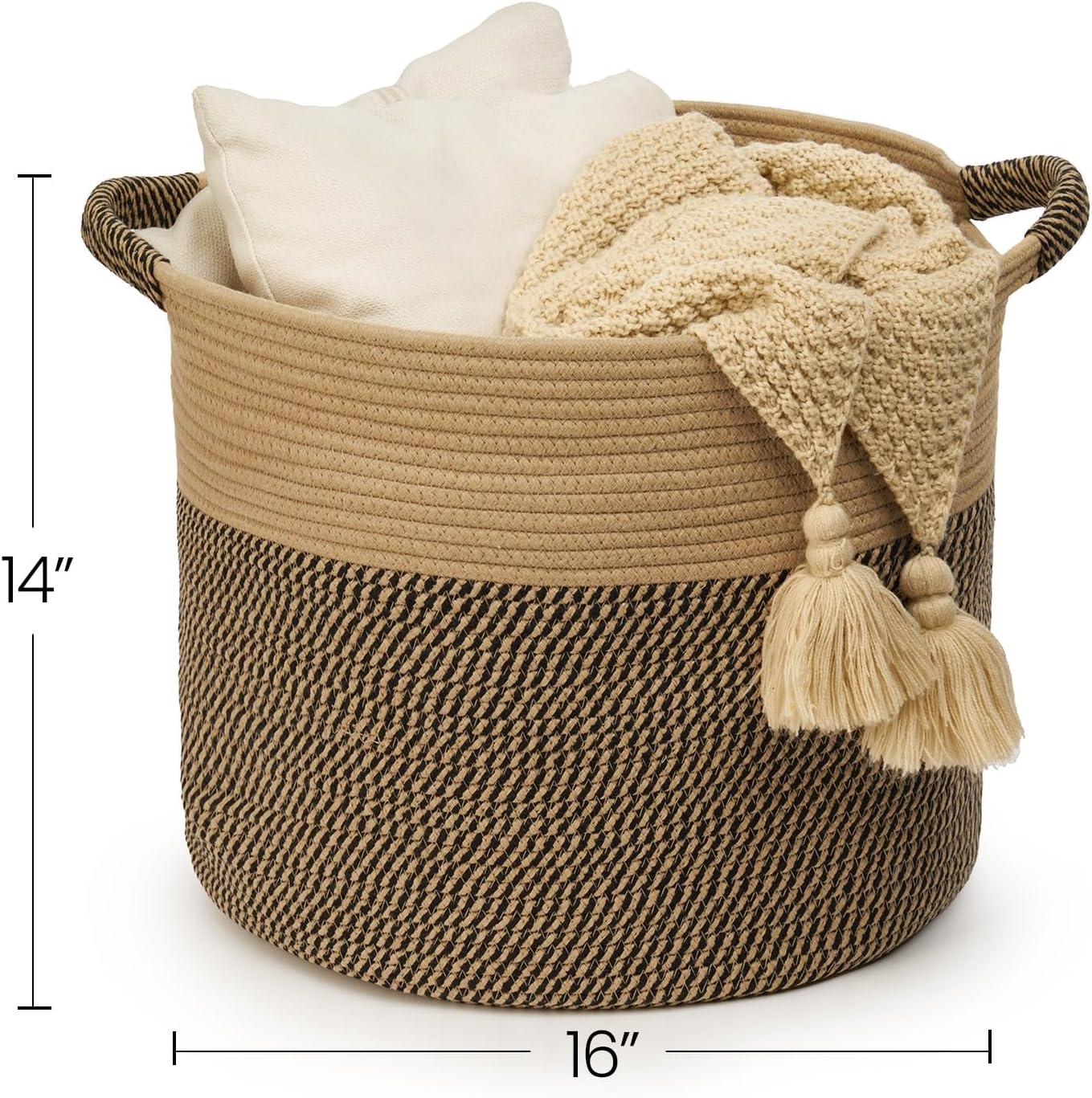 Blanket Basket / Pillows & Laundry / Jute/mixed Black / 16 x 16 x 14