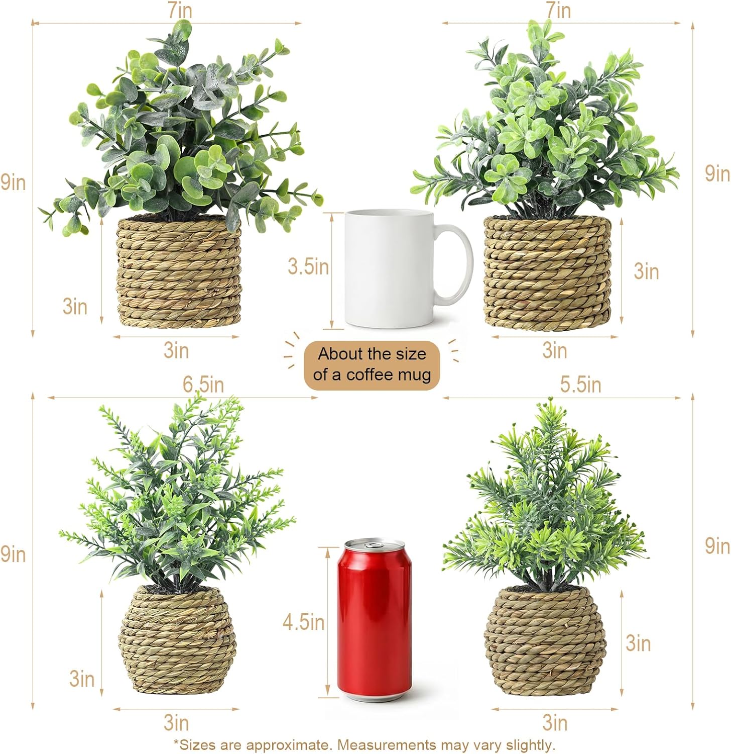 Artificial Plants / Seagrass Handwoven Planters / 9 Inch