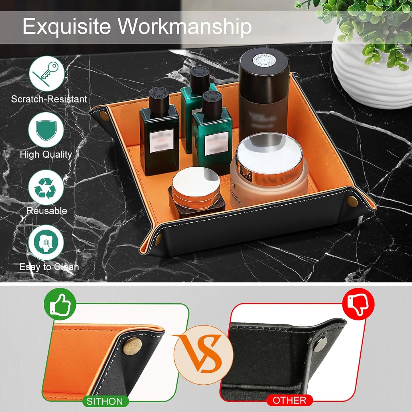 Valet Tray Desktop Storage Organizer / Orange
