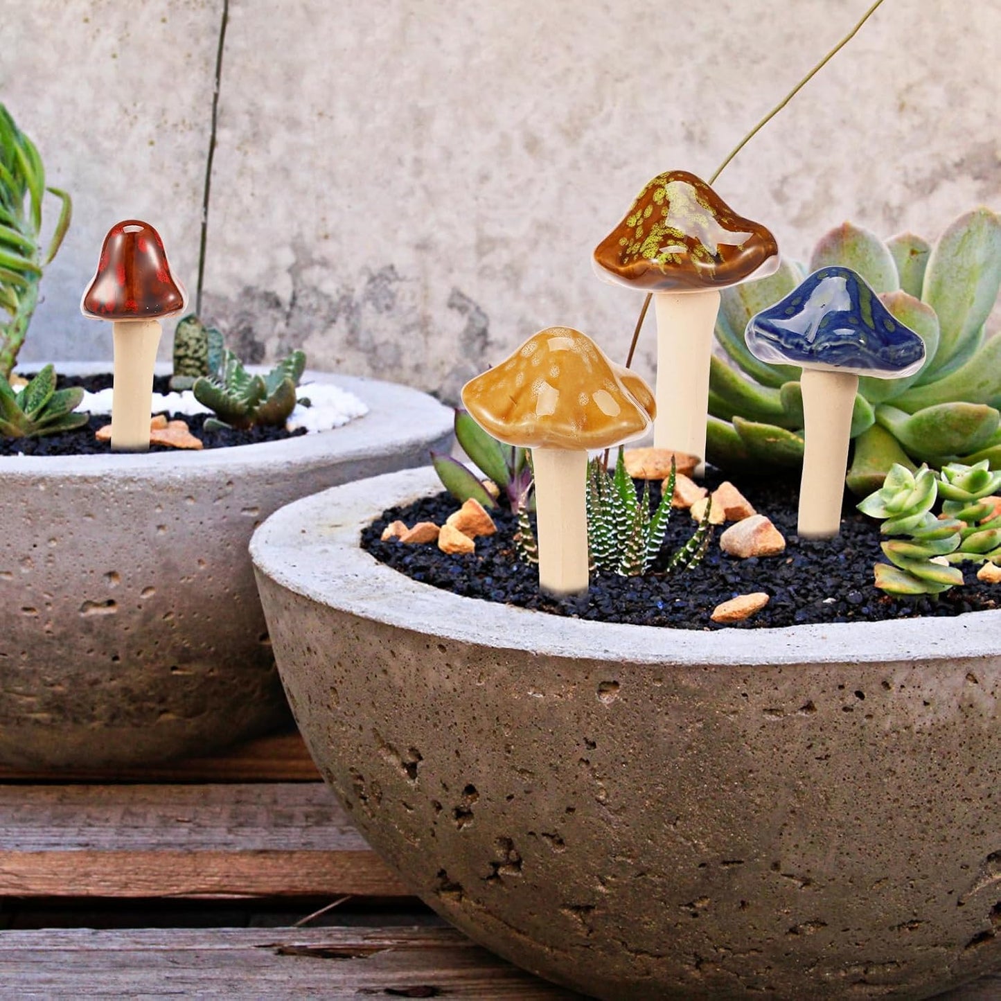 Ceramic Garden Mushrooms / Set of 16