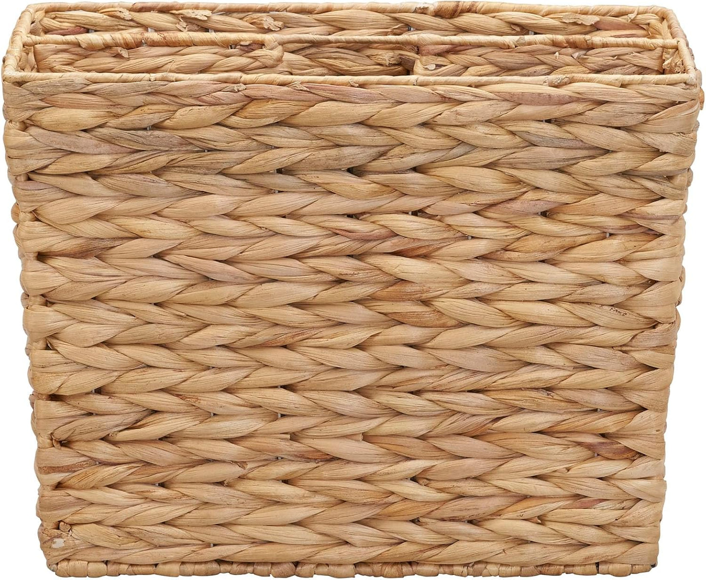 Household Essentials Side‑by‑Side Magazine Rack Decorative Storage Organizer with Handwoven Water Hyacinth and Metal