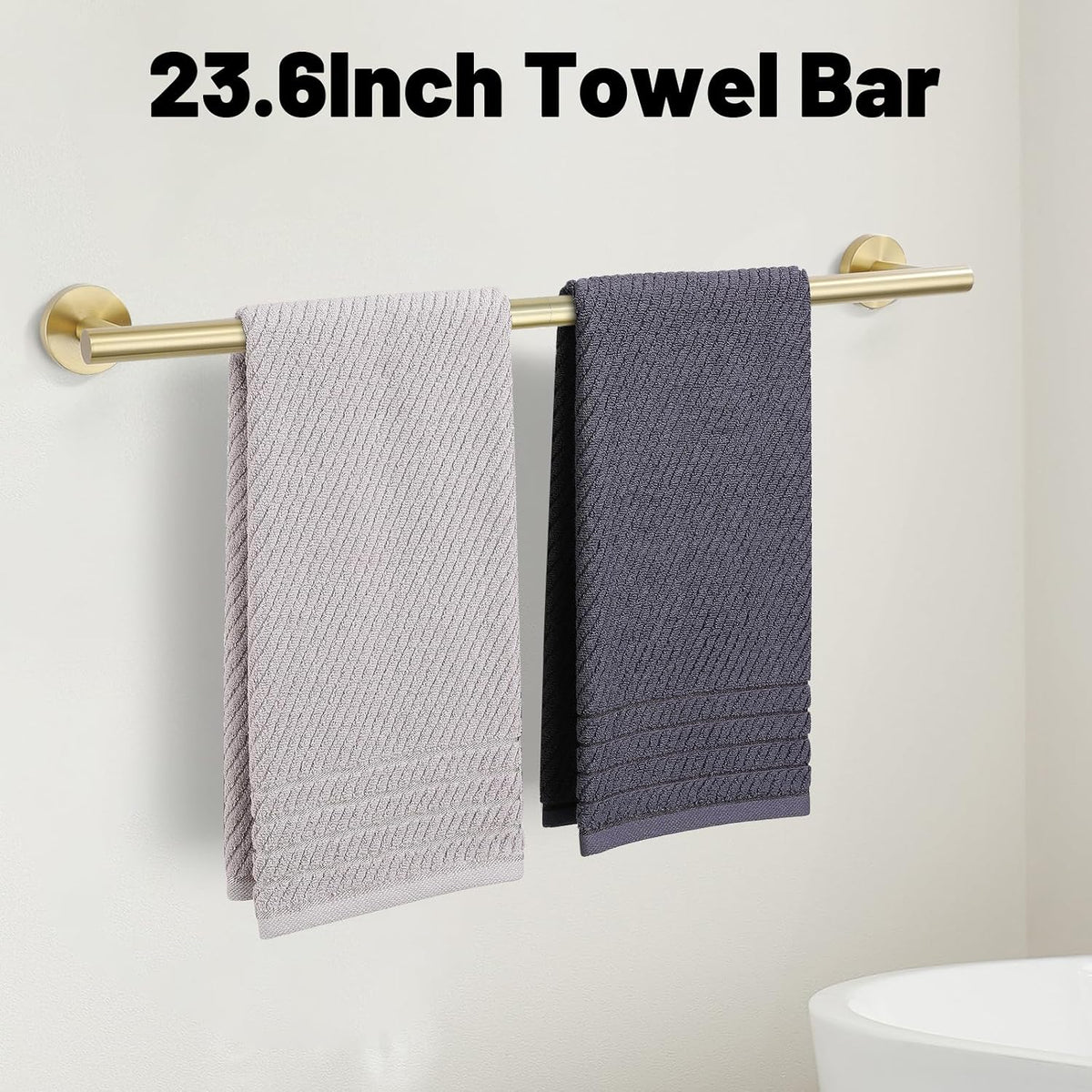 5 Pieces Brushed Gold Bathroom Hardware Accessories Set SUS304 Stainless Steel Gold Towel Bar Holder Set, 23.6Inch
