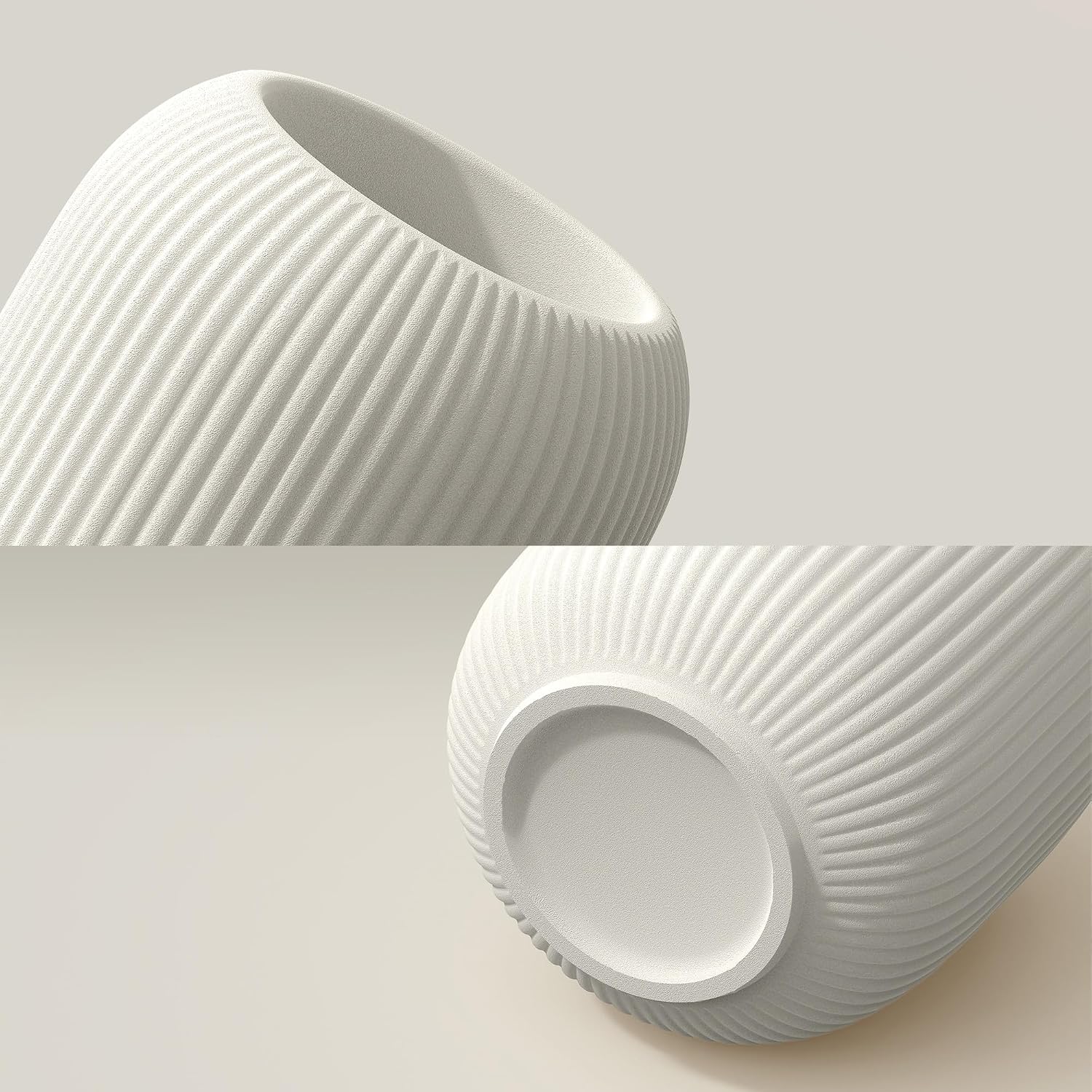 White Small Ceramic Vases / 3-piece-set / Round White / Set of 3