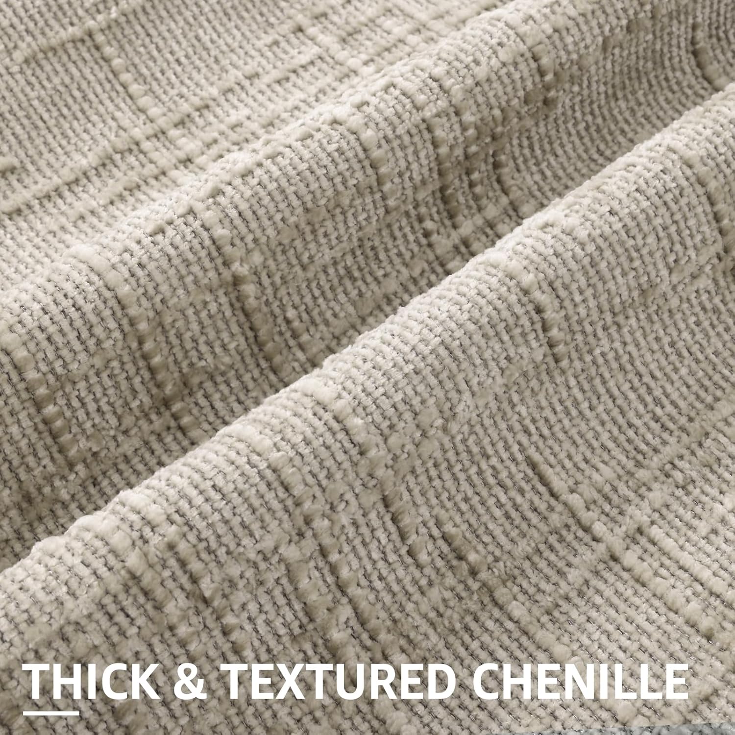 Fall Chenille Throw Pillow Covers Textured Soft Slubby Couch / Light Brown / 18 x 18 / Set of 2