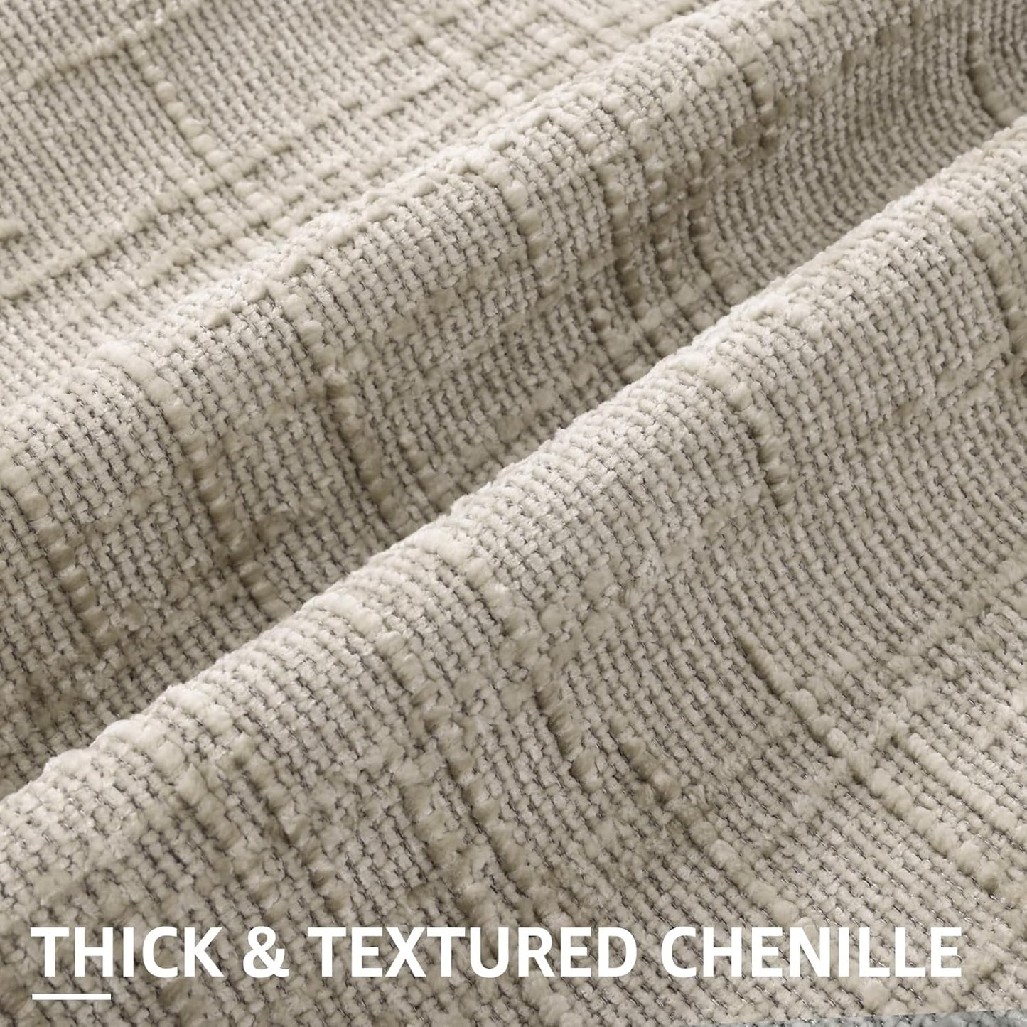 Fall Chenille Euro Sham Throw Pillow Covers Textured Soft Slubby / Light Brown / 26 x 26 / Set of 2