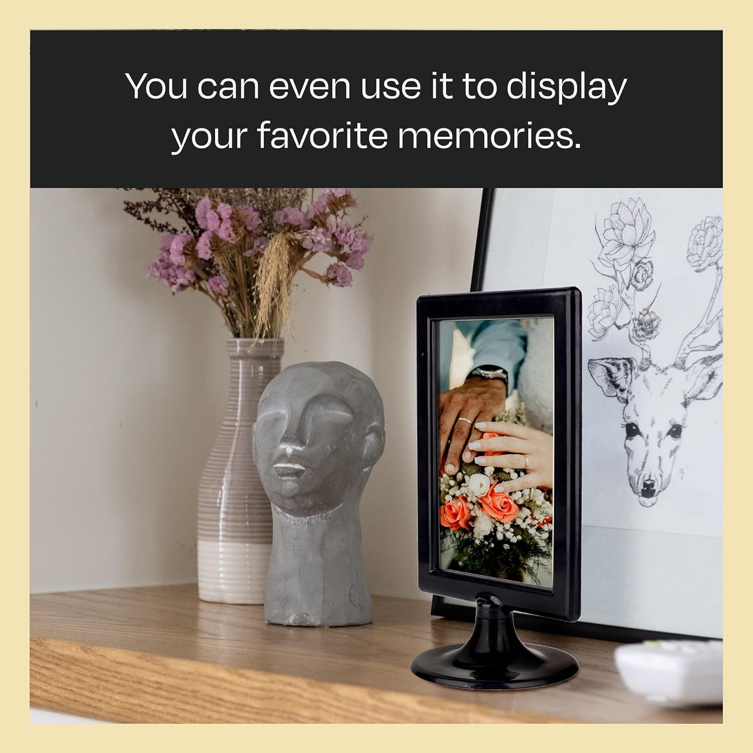 Pedestal Photo Frame / Black / Square / 4 x 6