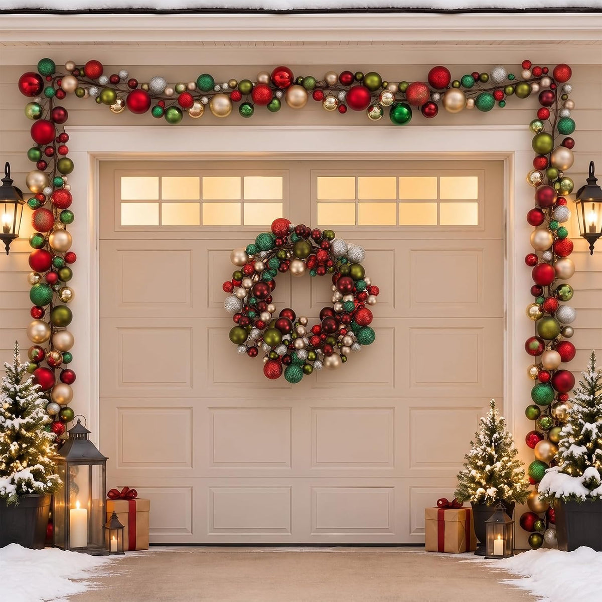 2 Pcs 6 ft Christmas Ball Ornament Garland, Retro | Bauble Bulb Christmas Tree Ball Decoration Shatterproof Ornaments