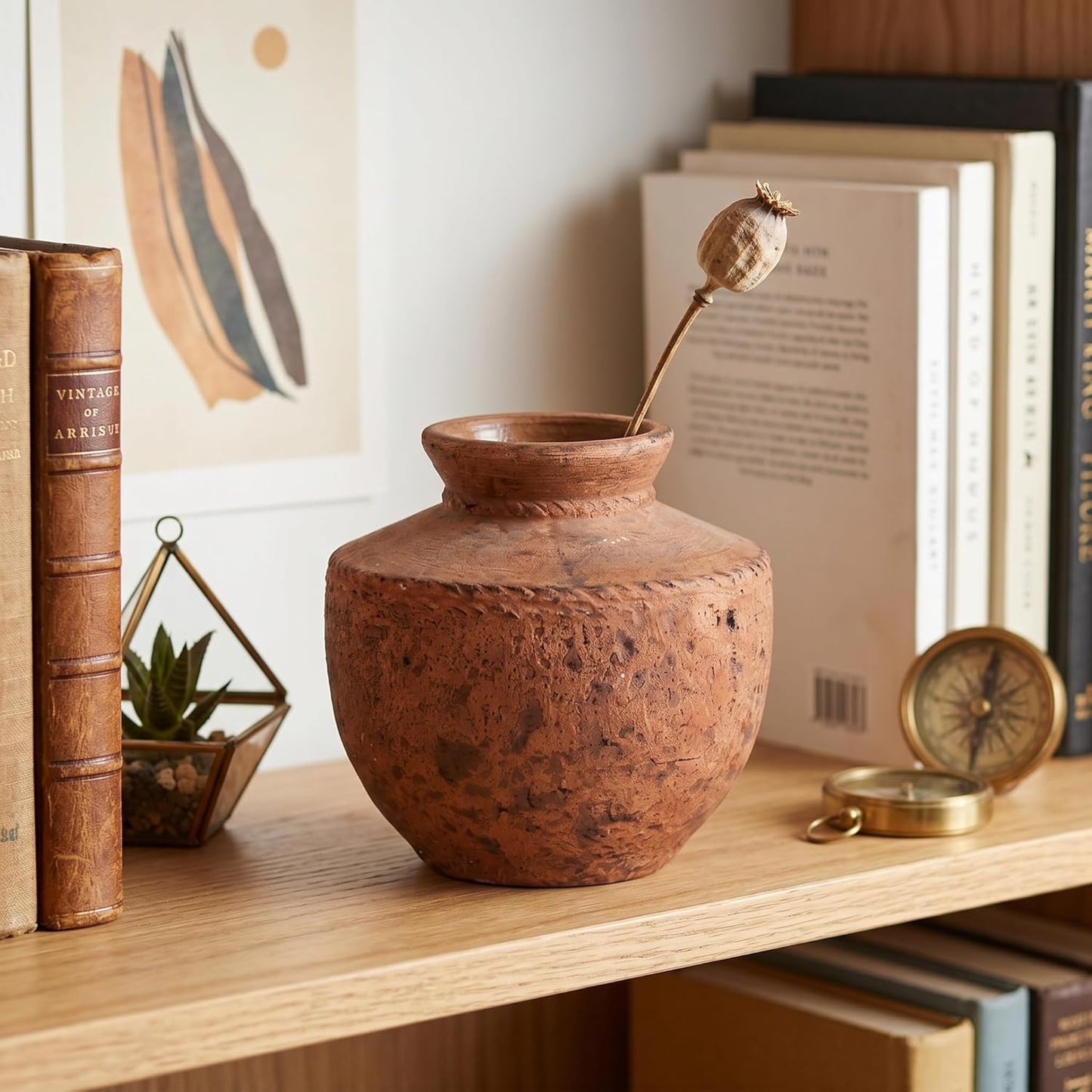 Ceramic Flower Vase / Brown / 6 Inch