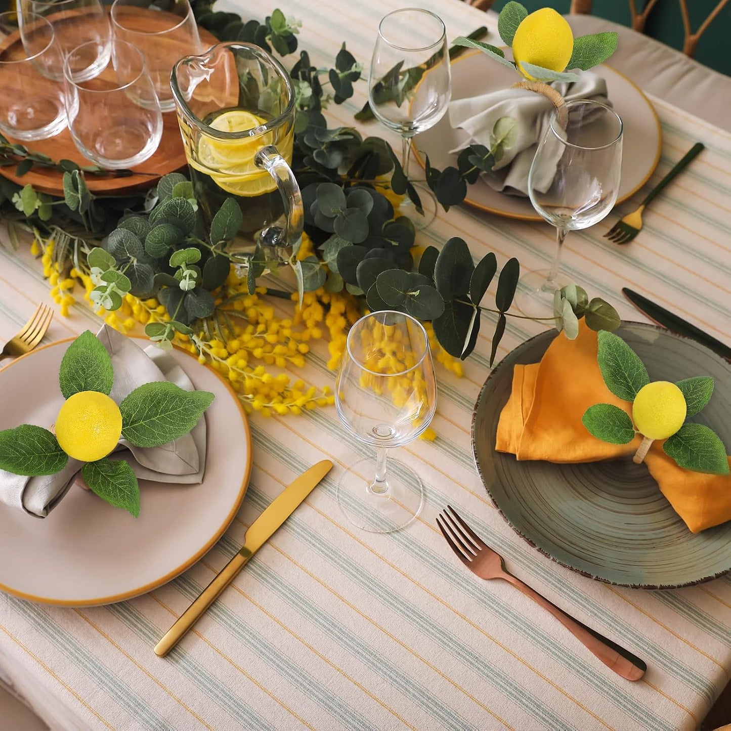 Vine Leaves Rustic Farmhouse Napkin Holders Summer Fruit / Yellow / Set of 15