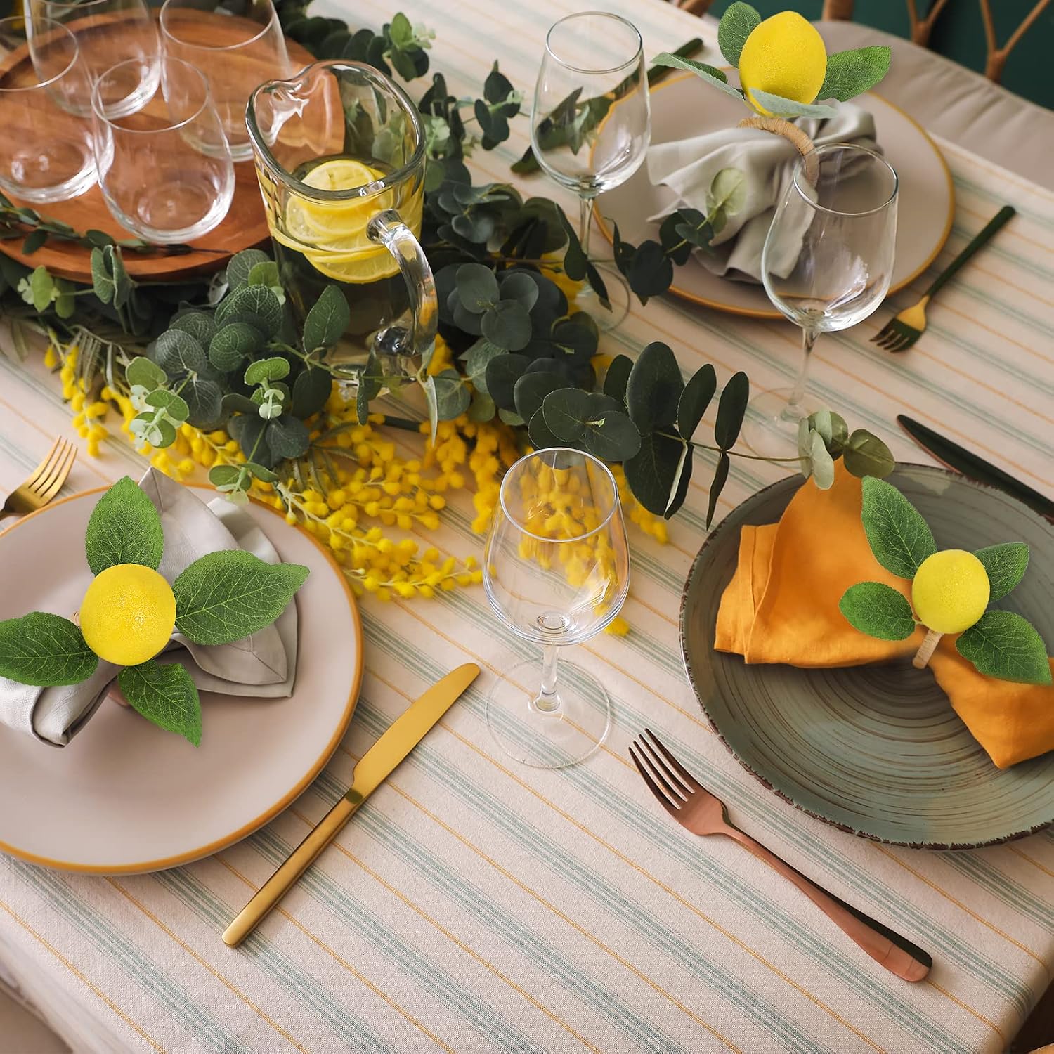 Vine Leaves Rustic Farmhouse Napkin Holders Summer Fruit / Yellow / Set of 15