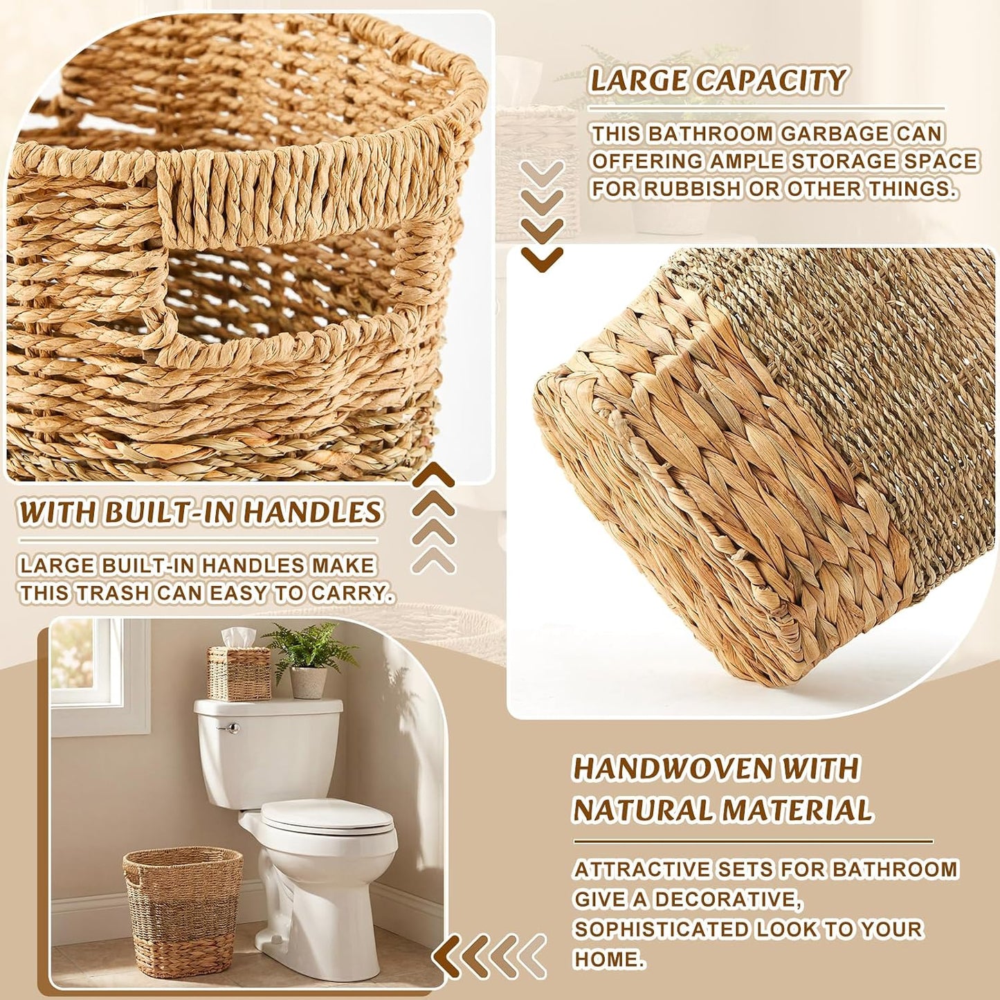Handles and Rattan Square Tissue Box Cover Boho