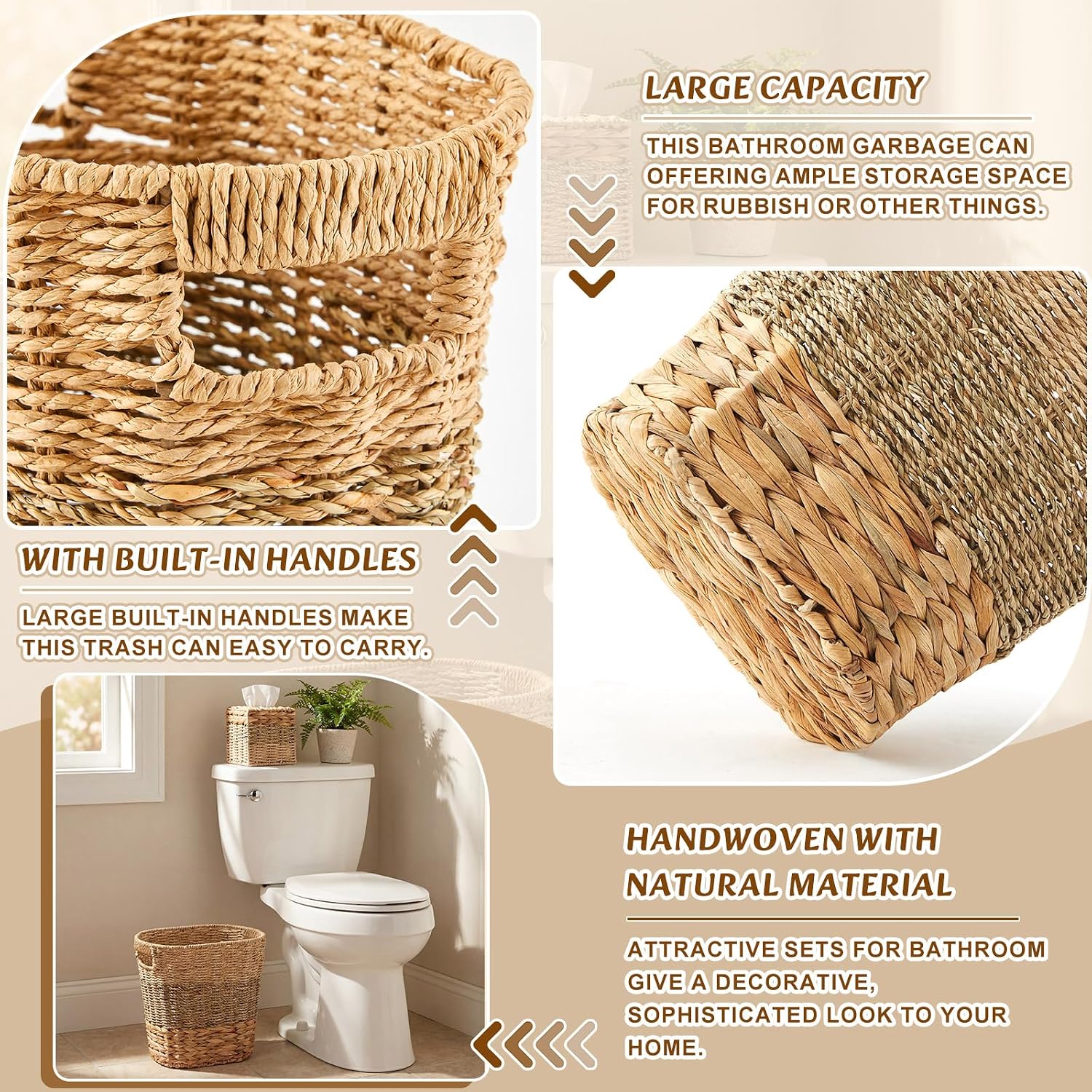 Handles and Rattan Square Tissue Box Cover Boho