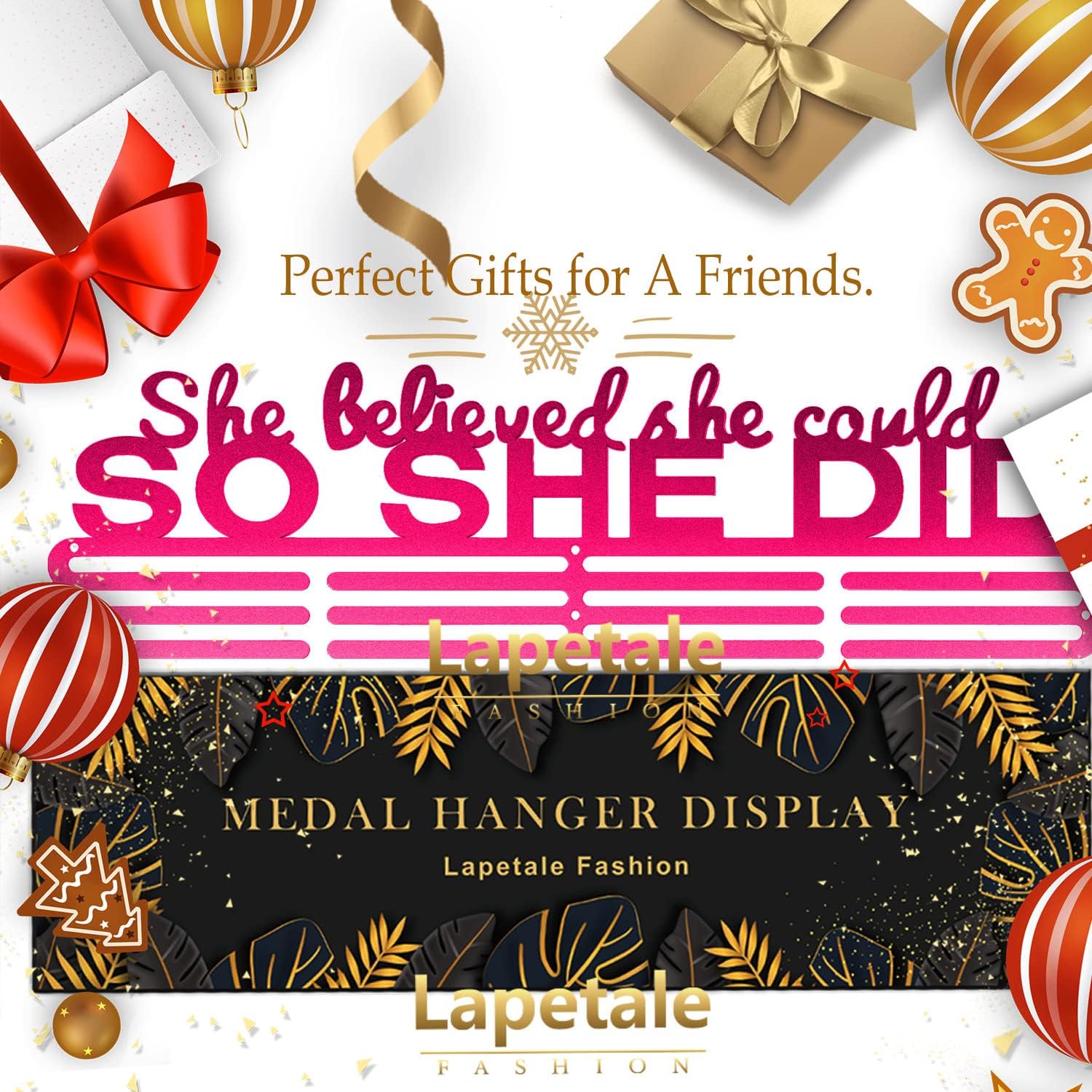 Medal Hanger Holder Display Wall Rack Frame Shelf-Medal Hanger Awards Ribbon Cheer,Gymnastics,Soccer,Softball Holder