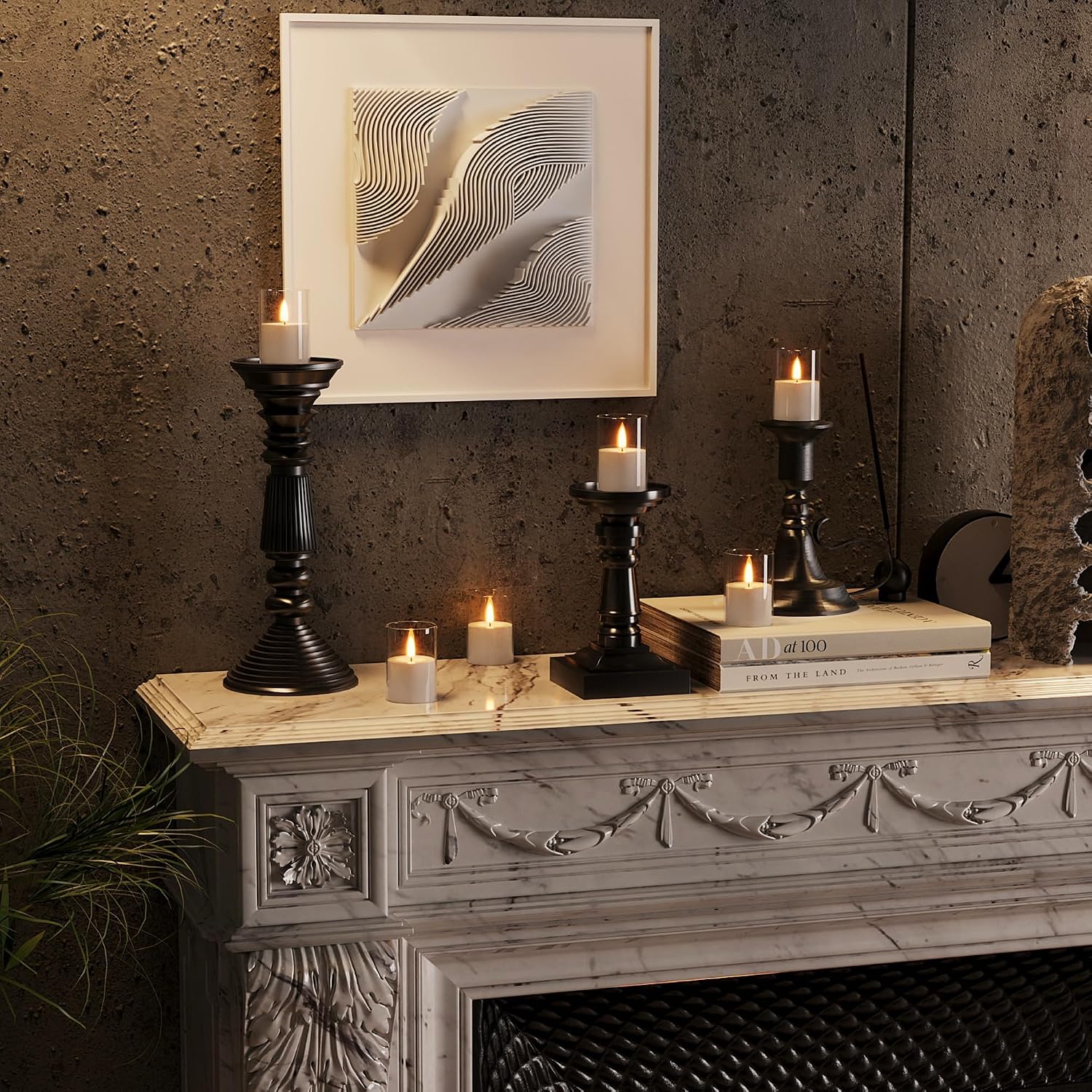 VIODAIM 6Pack Flickering Flameless LED Candles with Remote & Timer, Battery Powered - Small Pillar & Votive, Clear