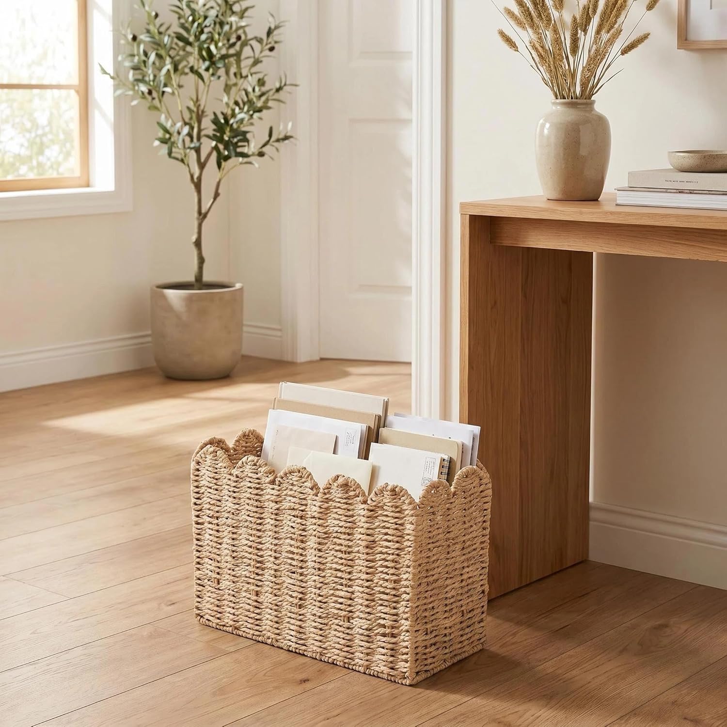 Wicker Mail Organizer / Scollope Paper Rope