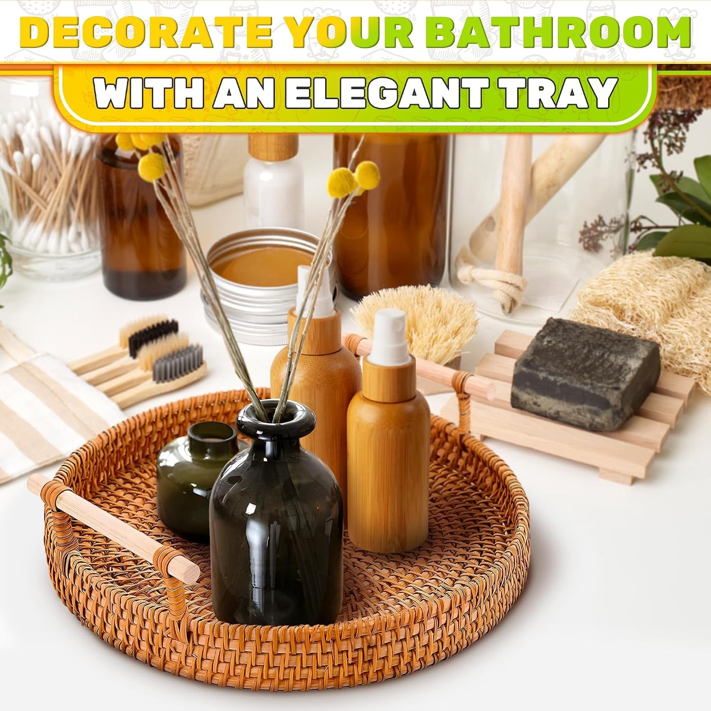 Round Rattan Tray / 8.7 Inch