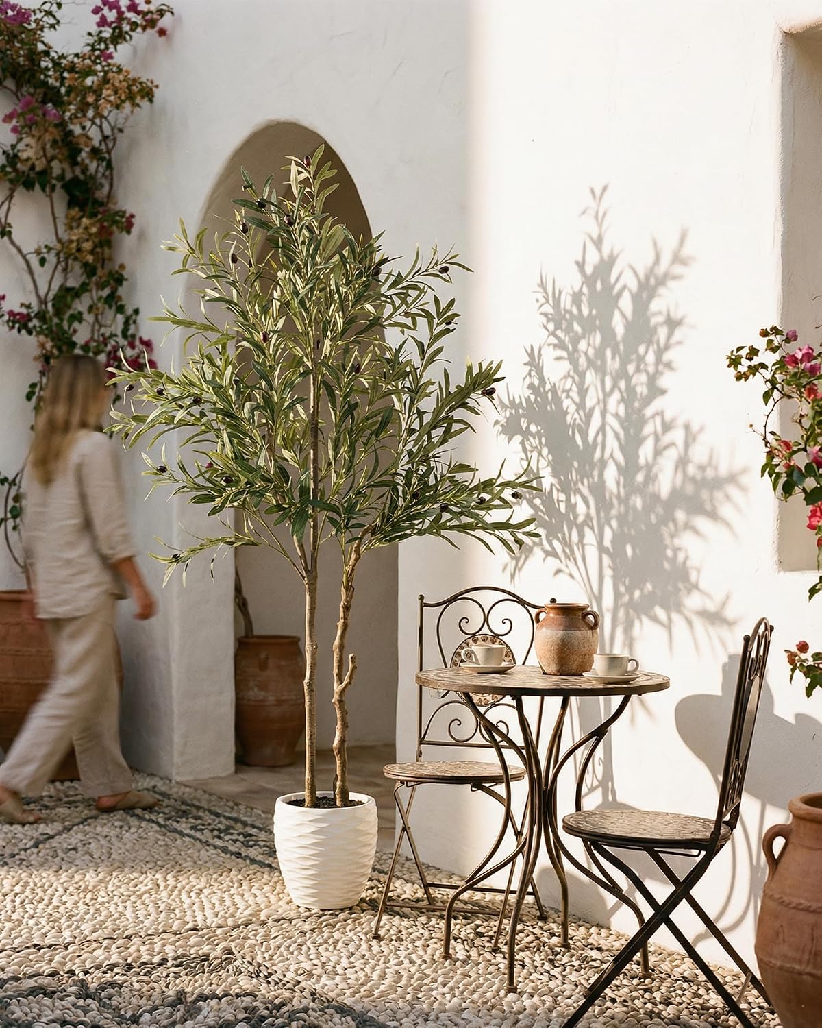 Fake Olive Tree Floor Plant / Matte Beige / 5.2 Inch