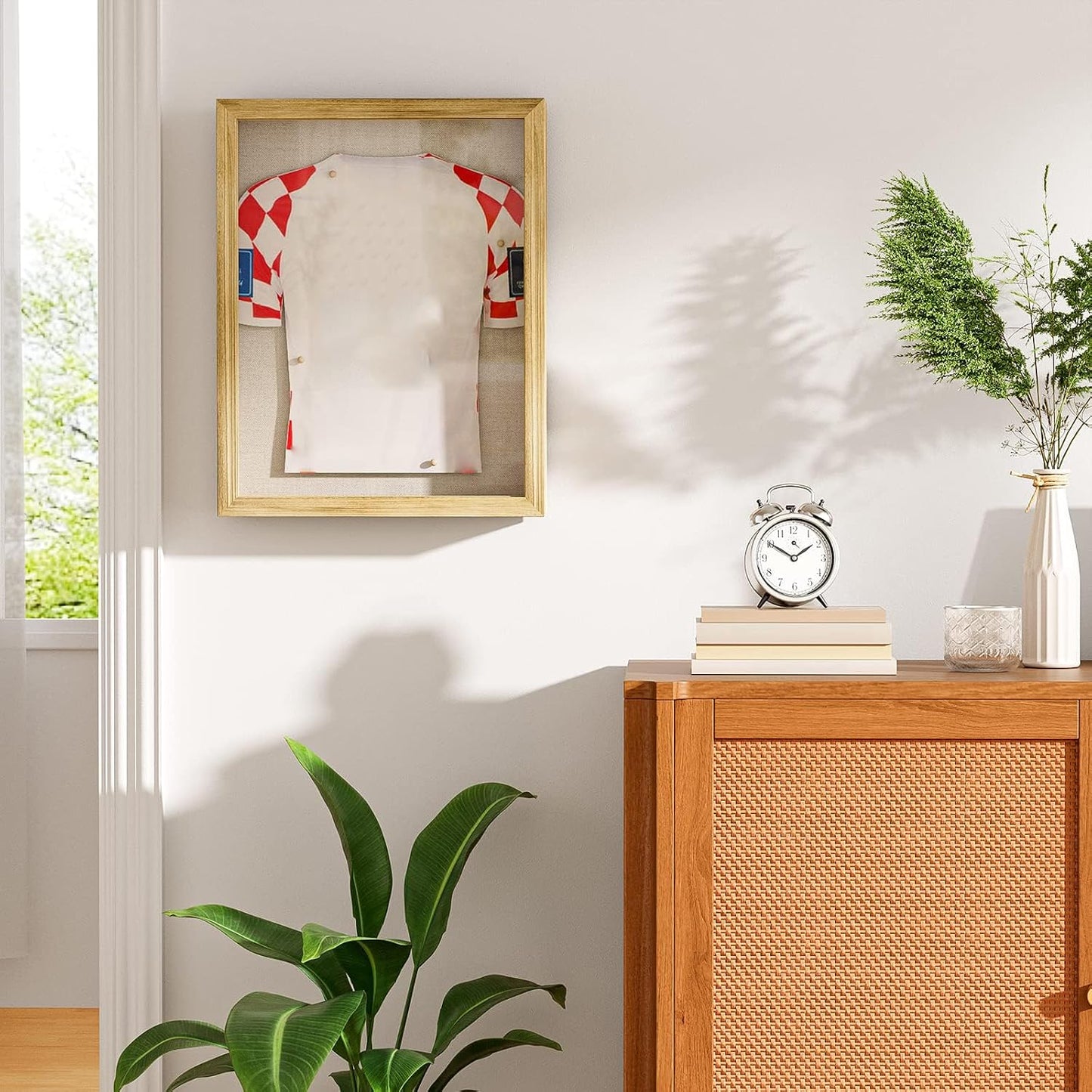 Love-KANKEI Deep Large Shadow Box 13x16.5,Solid Wood Frame,Carbonized Black | Front-Opening Glass Magnetic Door,Linen