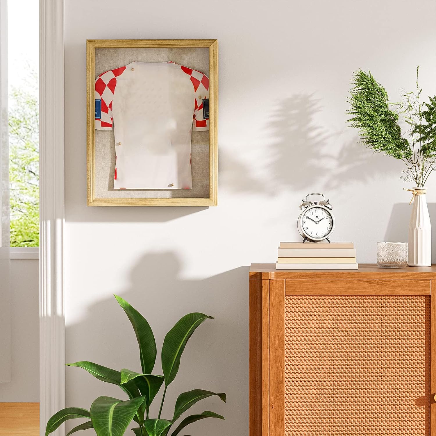 Love-KANKEI Deep Large Shadow Box 13x16.5,Solid Wood Frame,Carbonized Black | Front-Opening Glass Magnetic Door,Linen