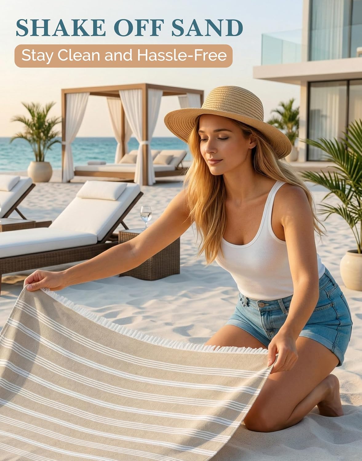 Casa Platino Turkish Beach Towels Set of 6, Sand Free 39"x71" - Beach Mix | Lightweight & Packable Beach Towels - for