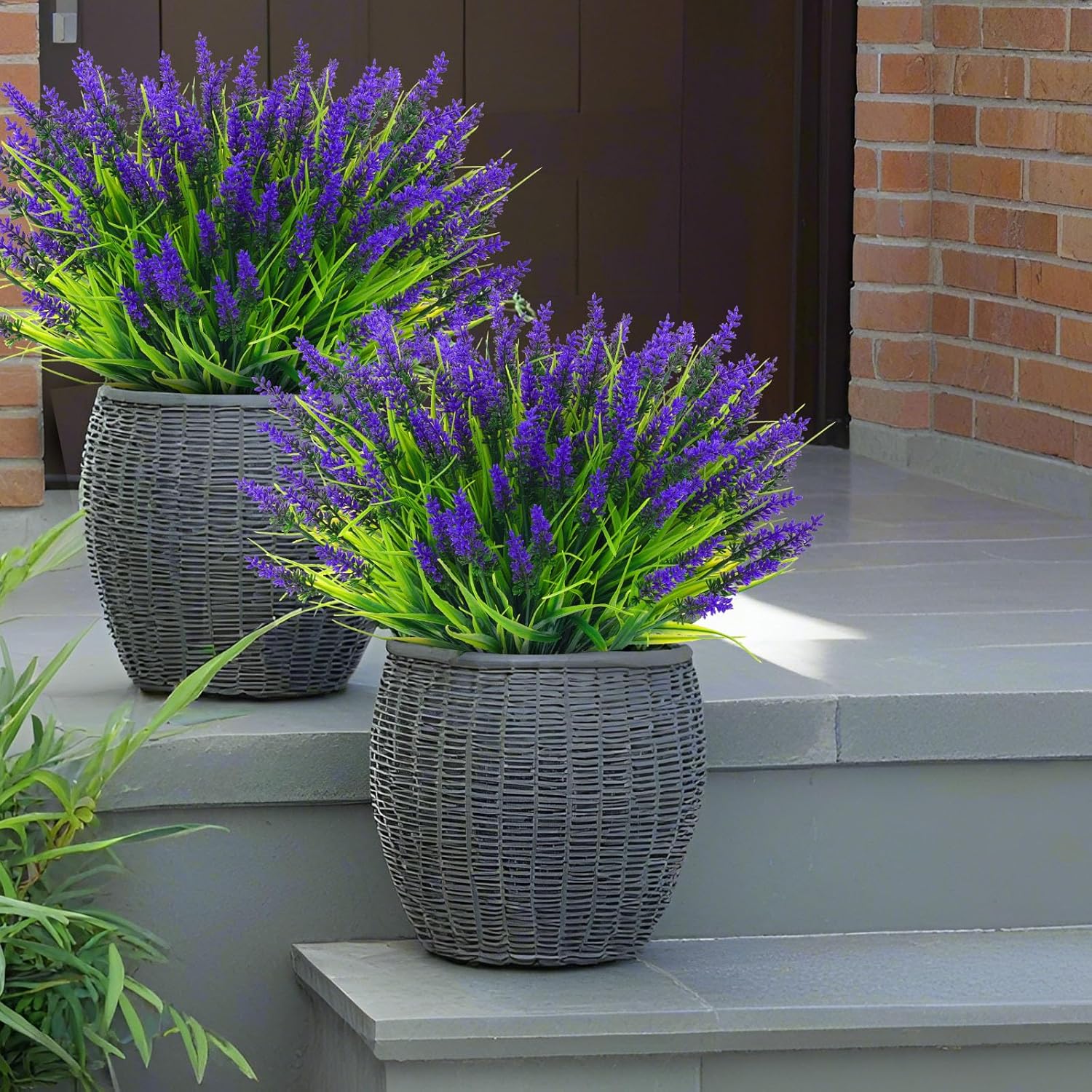 Artificial Outdoor Flowers UV Resistant Lavender Fake Greenery Plants Grass / Purple / Set of 22