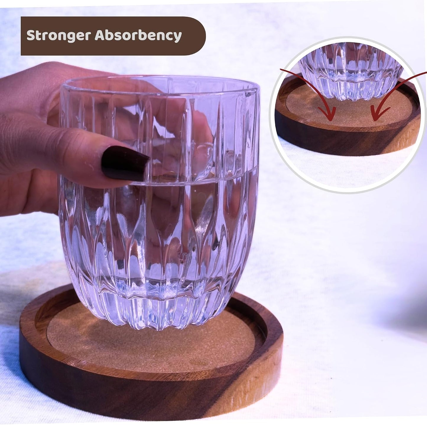 Metal Holder / Wood Coasters for Drinks