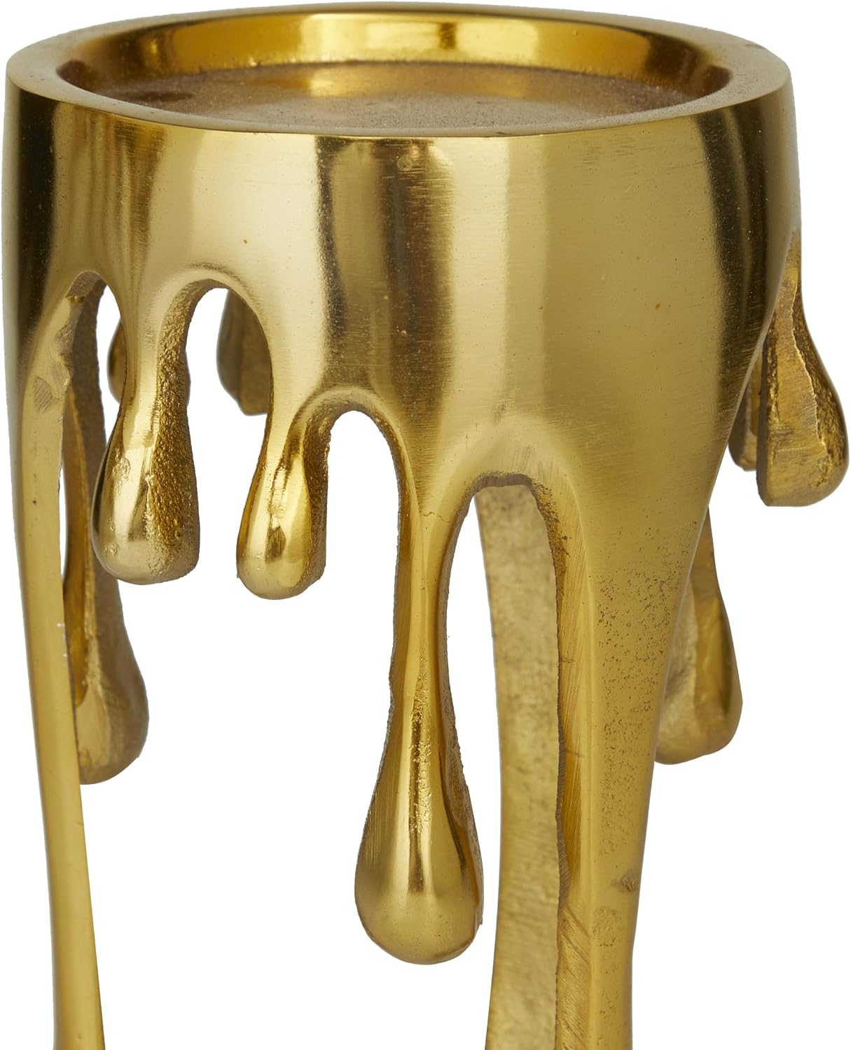 CosmoLiving by Cosmopolitan Aluminum Metal Abstract Decorative Candle Holder Melting Drip Candle Stand, Set of 3