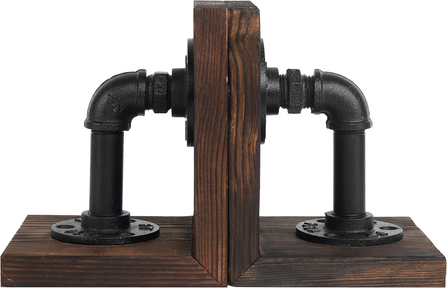 Wood Book / Metal Bookends for Heavy Books / Dark Brown