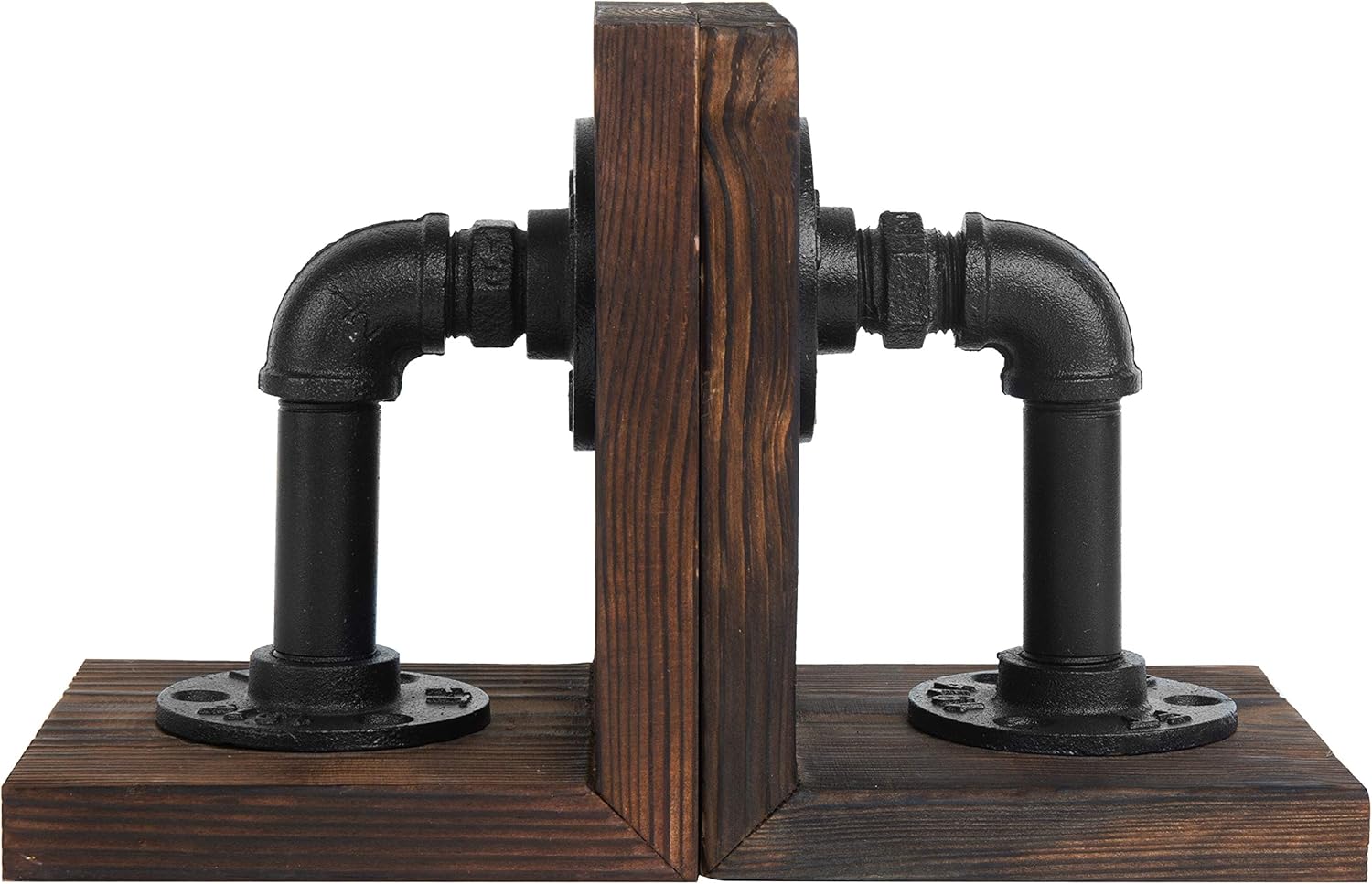 Wood Book / Metal Bookends for Heavy Books / Dark Brown