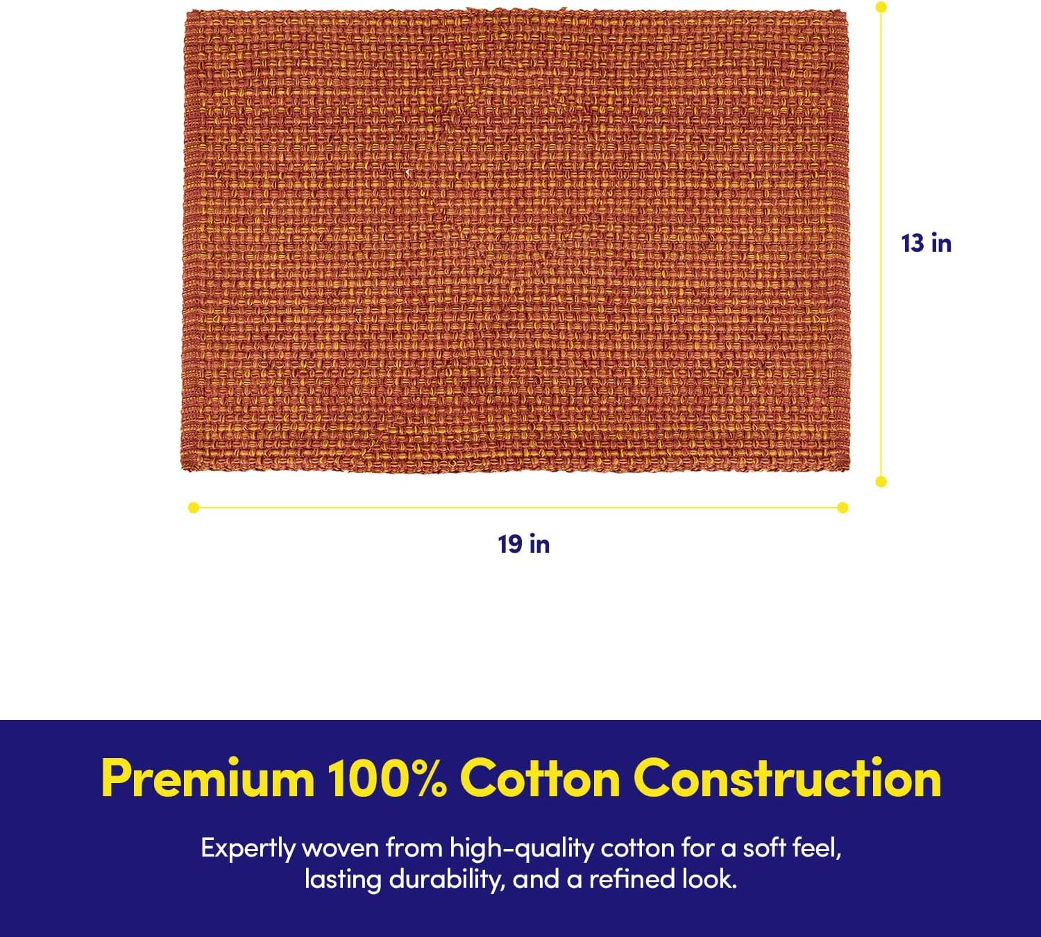 Sweet Home Collection 100% Cotton Placemats for Dining Room Rectangle Two Tone Woven Fabric 13" x 19" Soft Durable