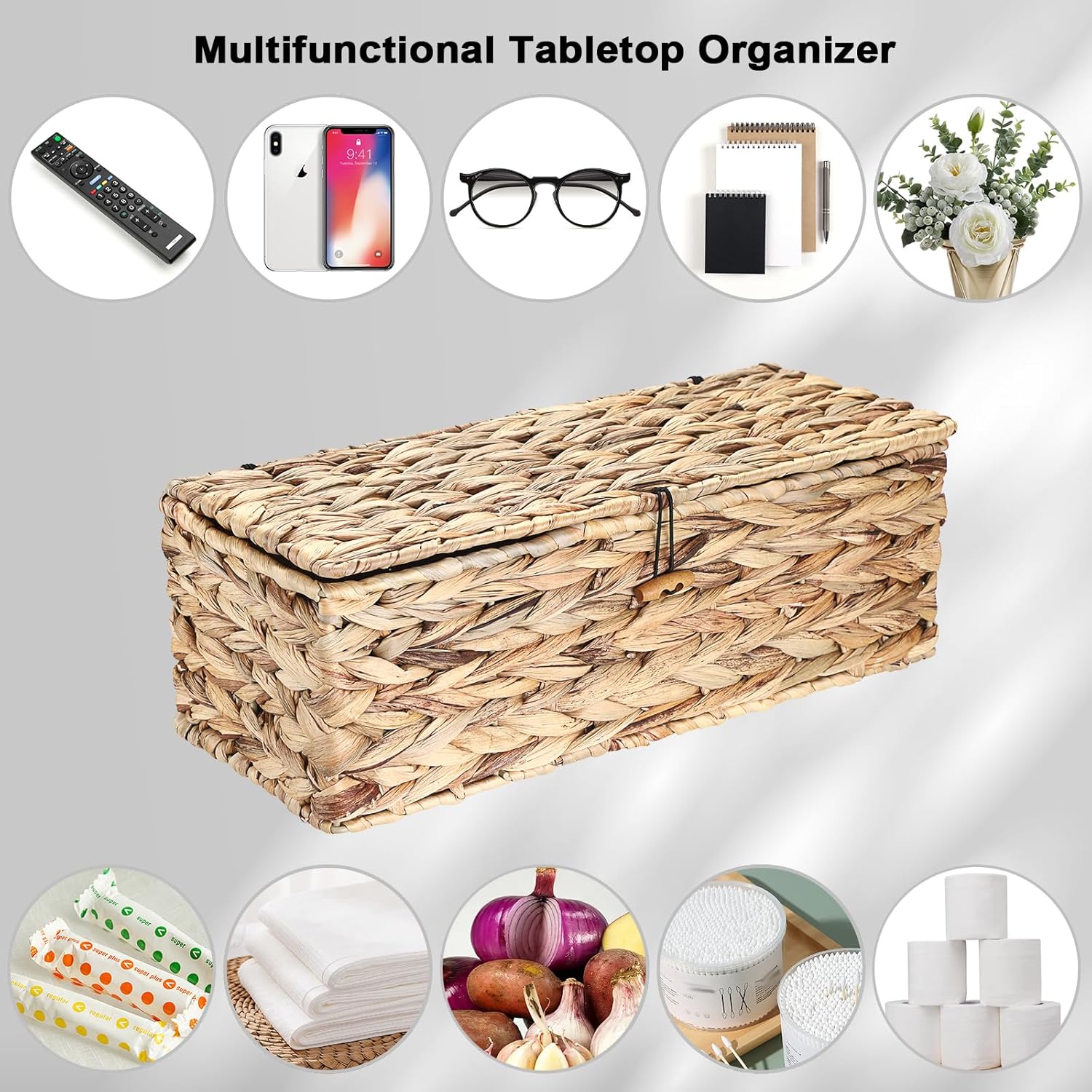 Wicker Storage Basket / Lid Rectangle Wicker Basket