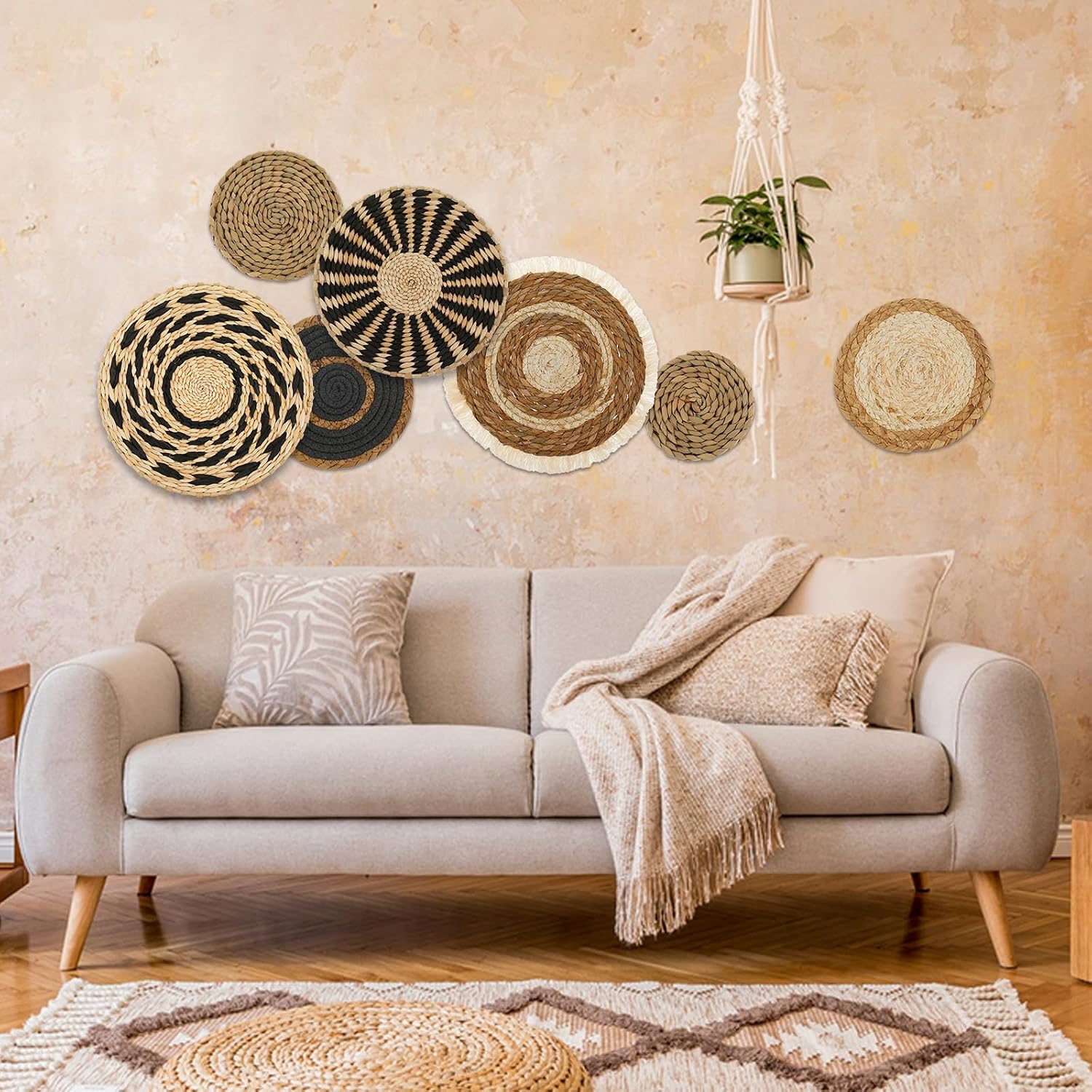 Boho Wall Basket Set / Set of 7
