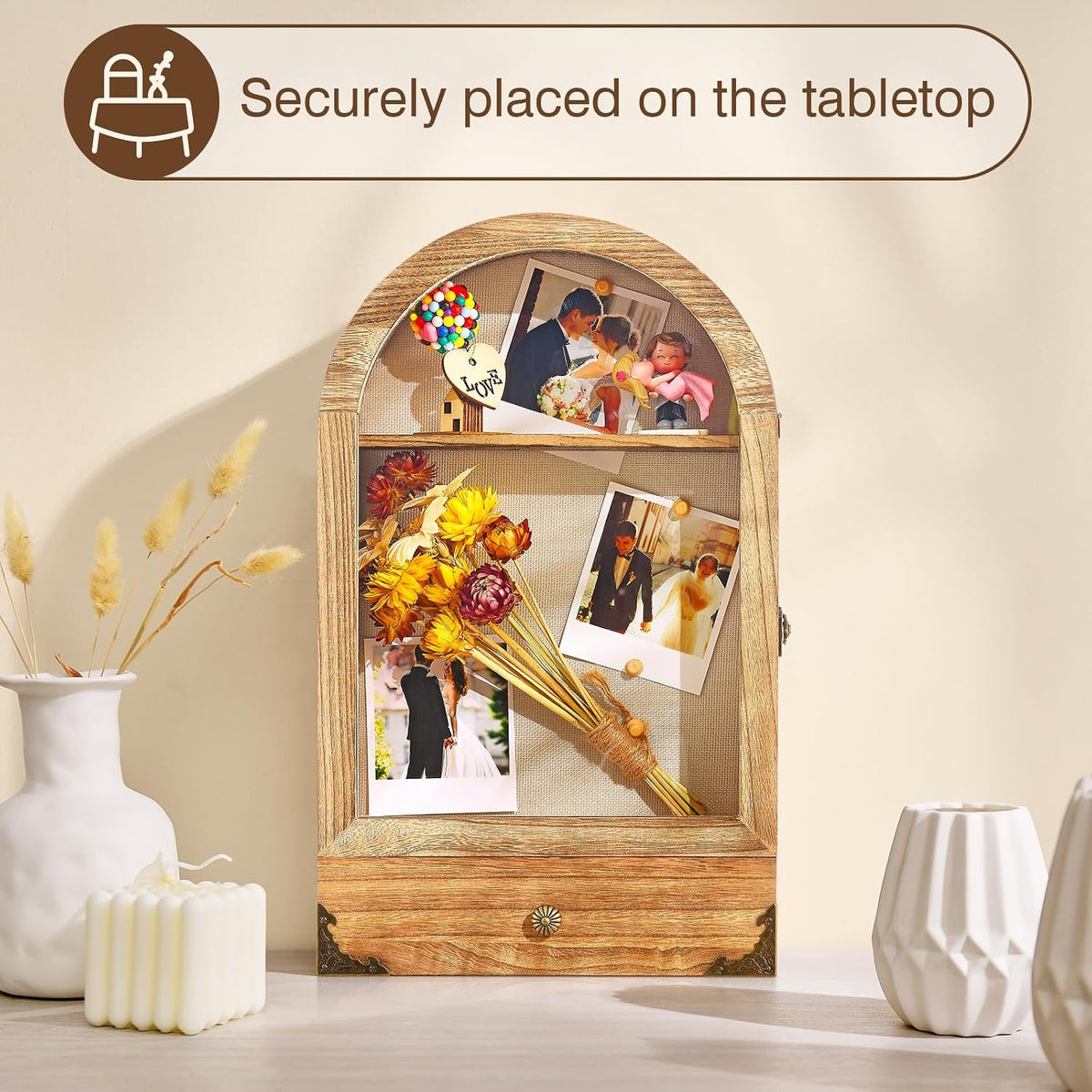 DGWJSU Shadow Box Frame 10x16 Large Shadow Boxes Display Cases with Linen Back and Removable Shelves and Drawers