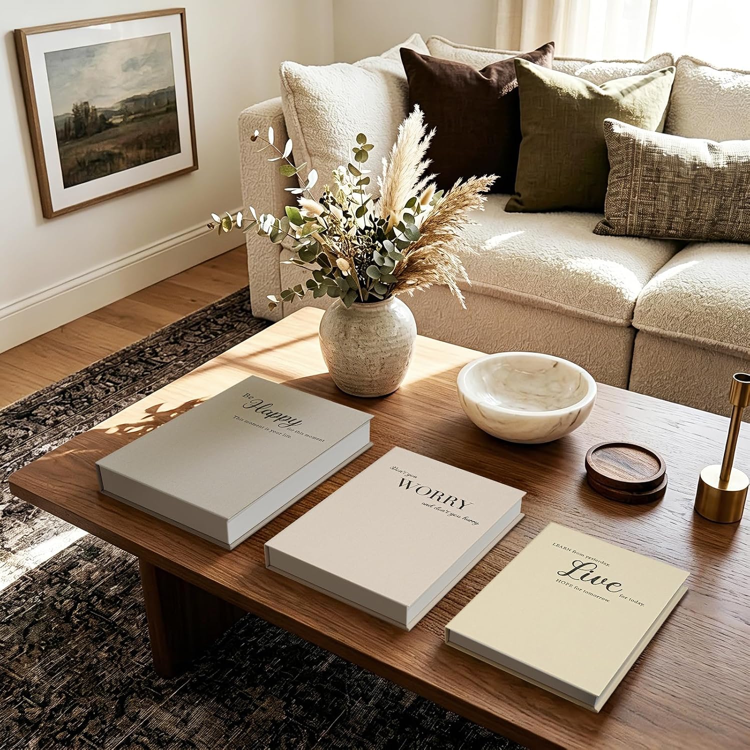 Linen Faux Books / Farmhouse / Set of 3