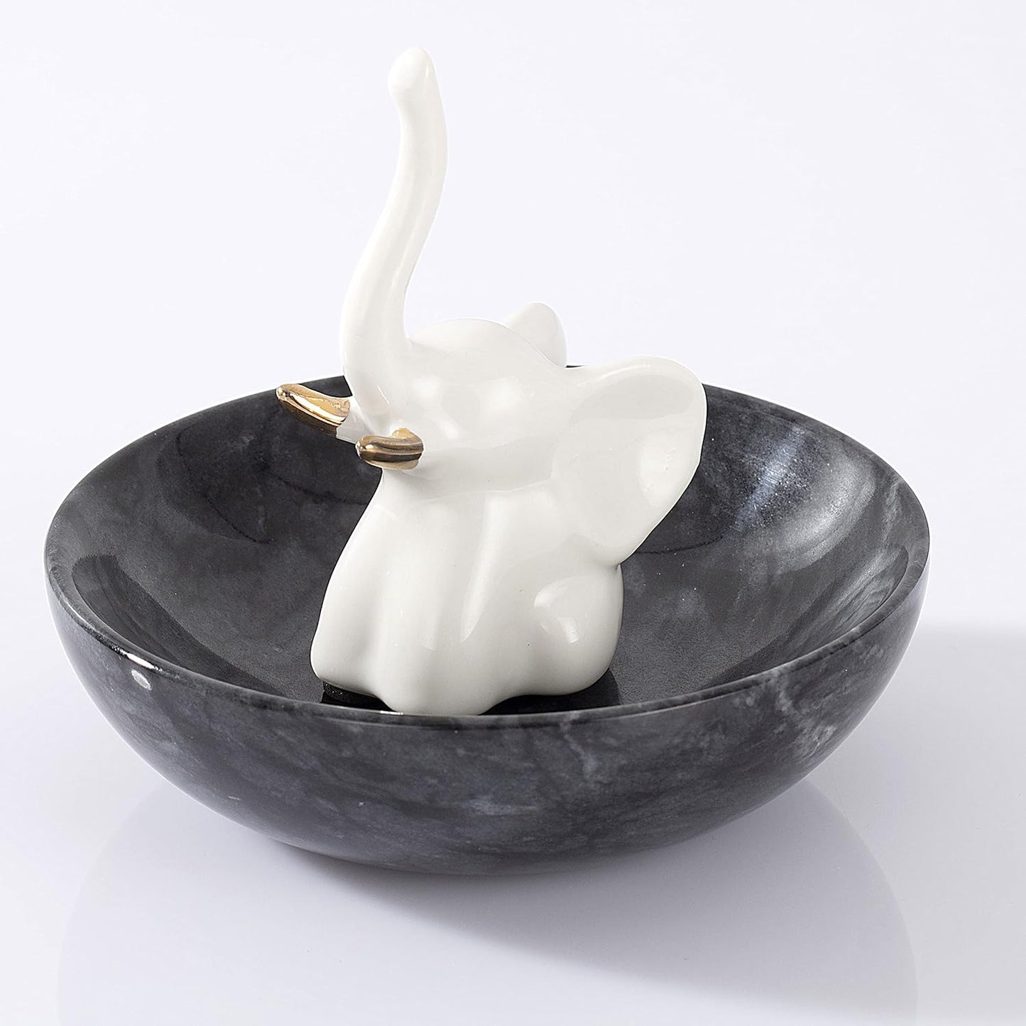 Rings Holder / Marble Jewelry Dish / Black