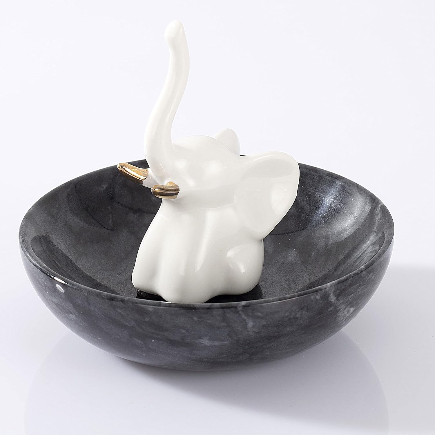 Rings Holder / Marble Jewelry Dish / Black