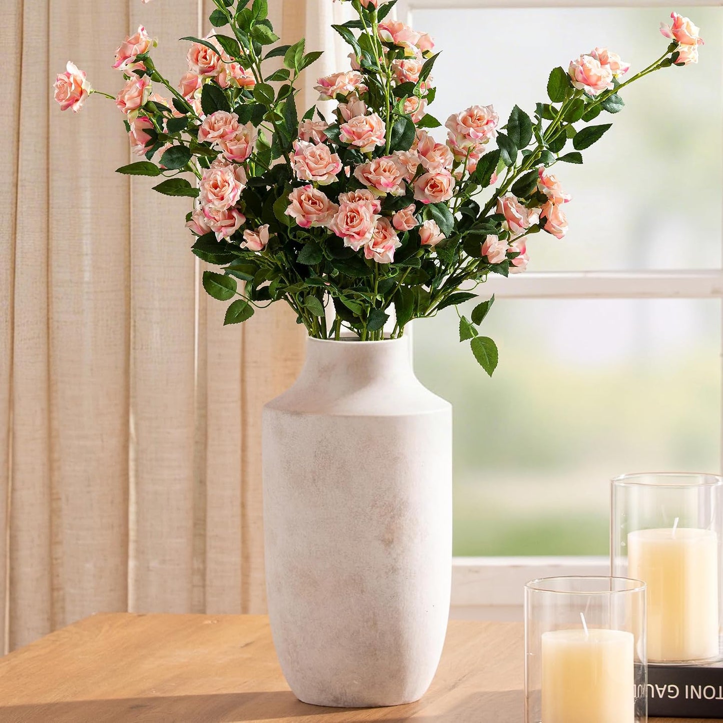Ceramic Flower Vase / 12.5"h-antique / White / 12.5 Inch