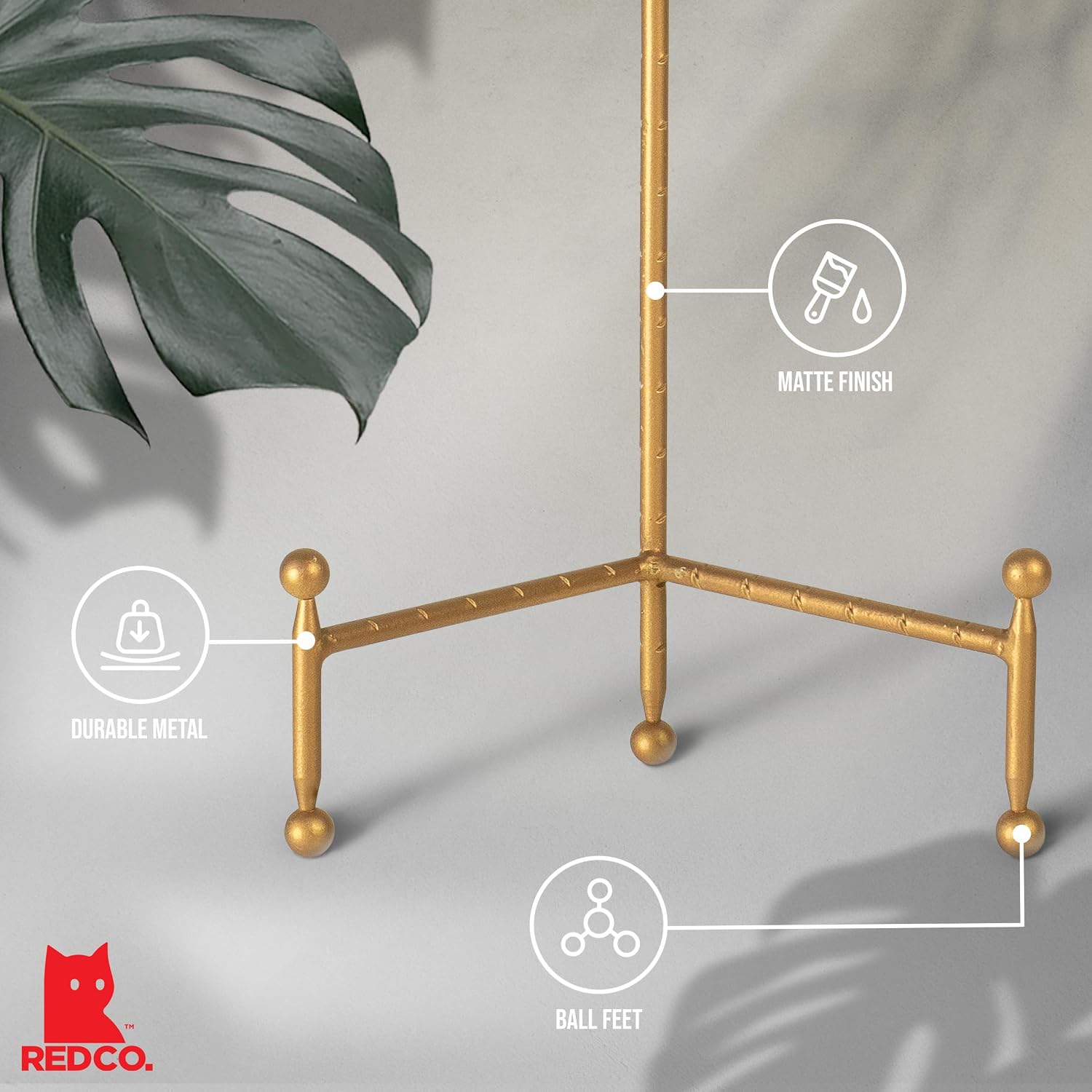 Red Co. Decorative Tripod Plate Stand and Art Holder Easel in Gold Finish - 14" h