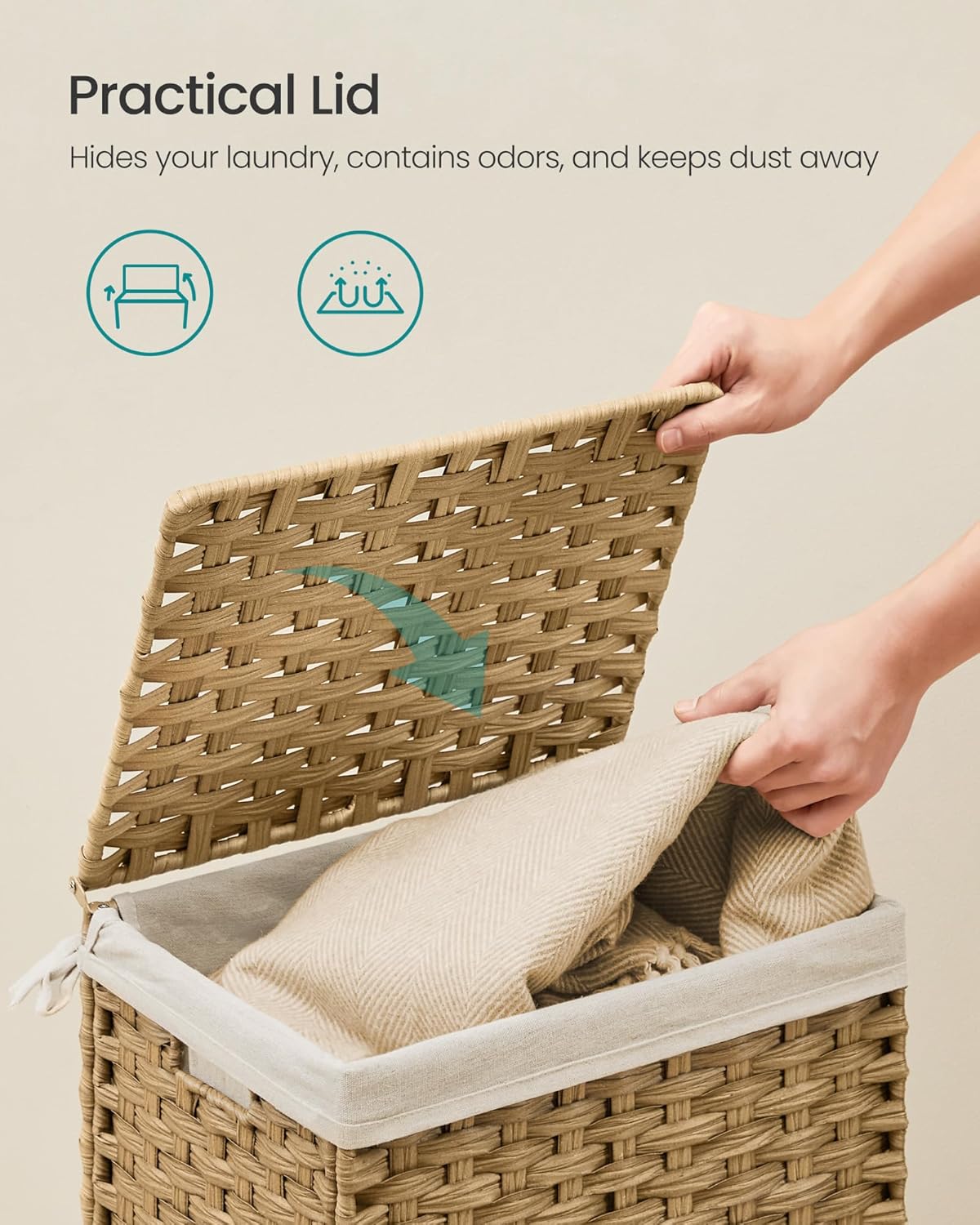 Metal Frame / Woven Blanket Storage Bin / 35 L / Natural