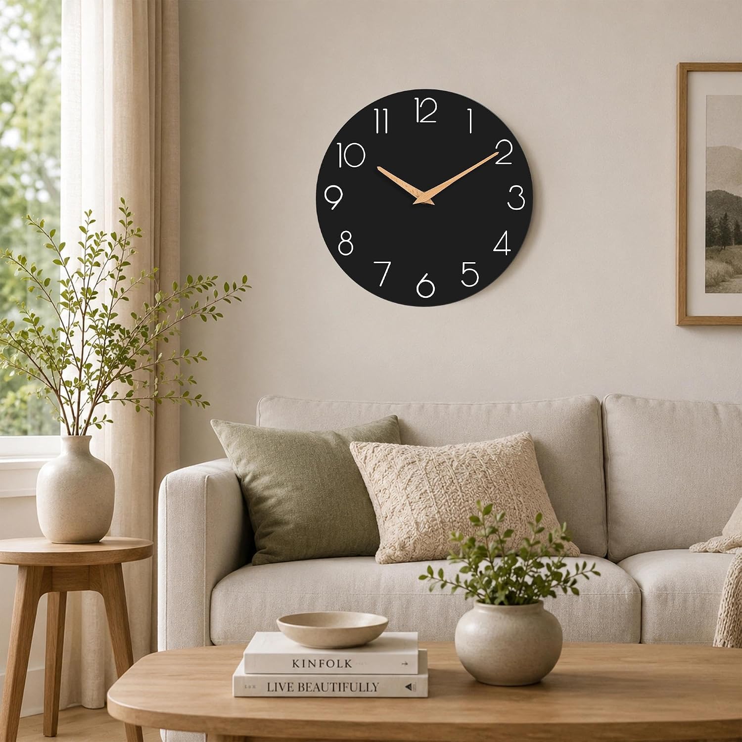 cicininc 14 Inch Battery Operated Wall Clock, Silent Analog, Black | Living Room | Office | Bedroom | Decorative Style