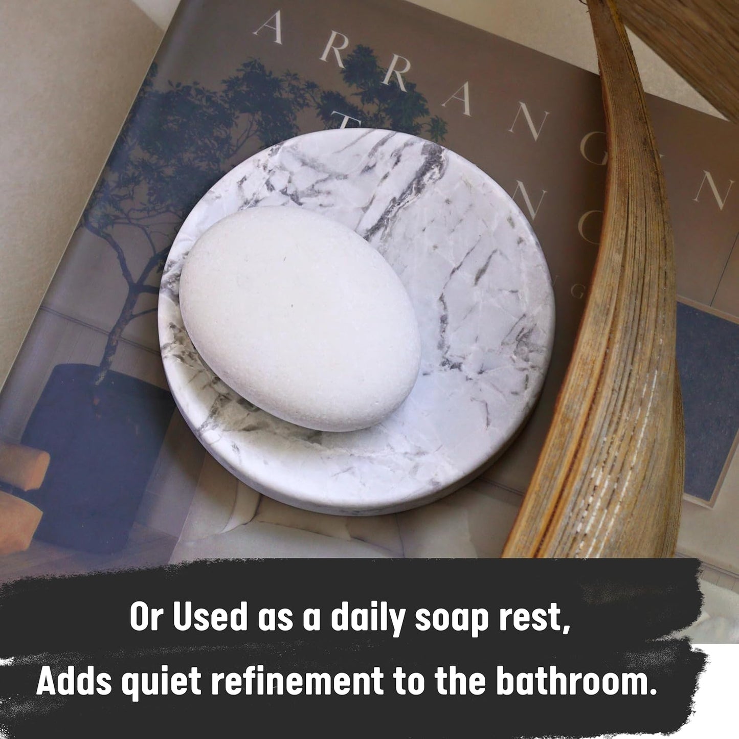 Round Marble Dish Tray- Grey Marble / Natural